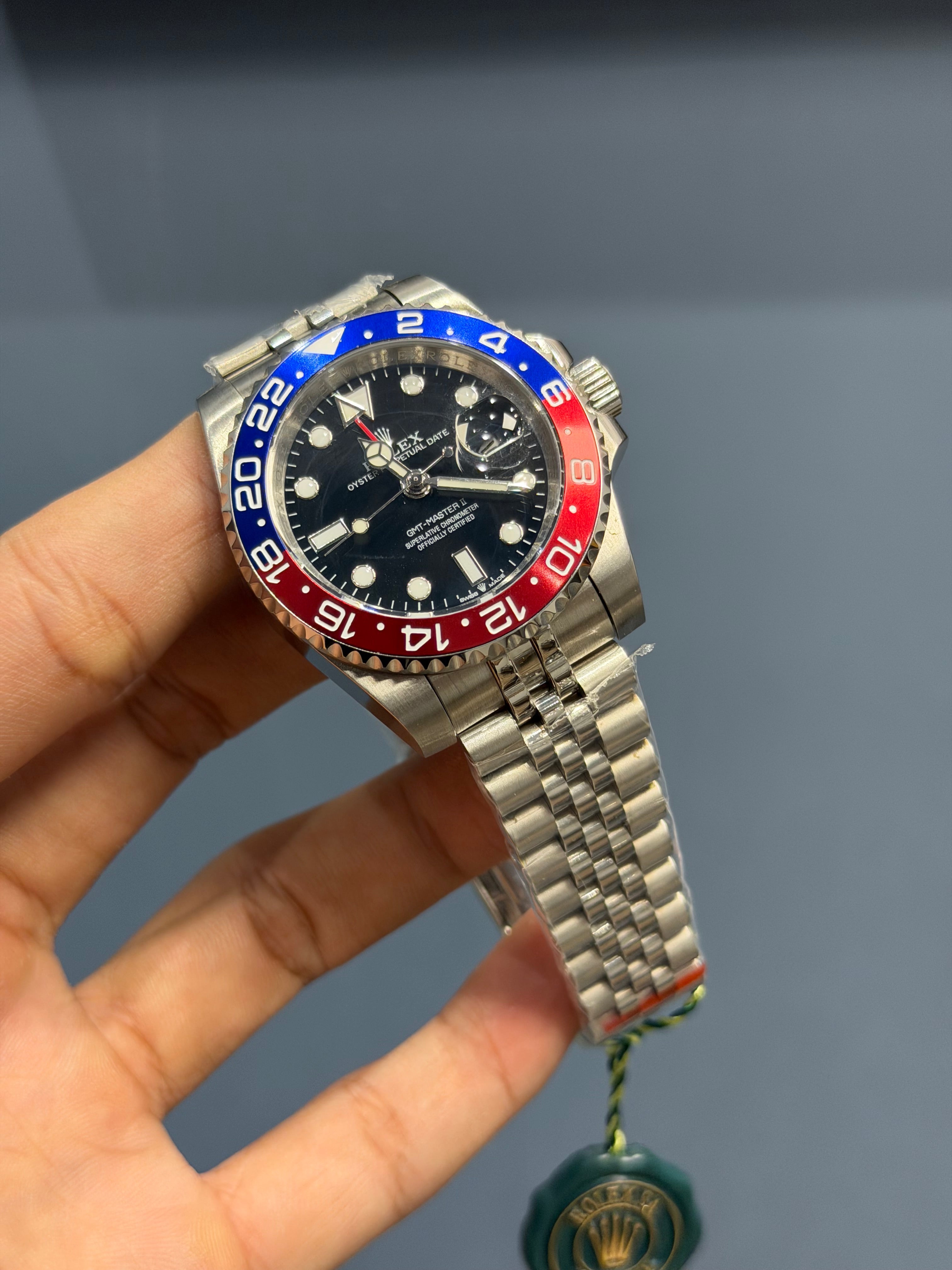NEW COLLECTION 40 SILVER WITH BLACK DIAL & PEPSI BEZEL AUTOMATIC WATCH ZR FACTORY