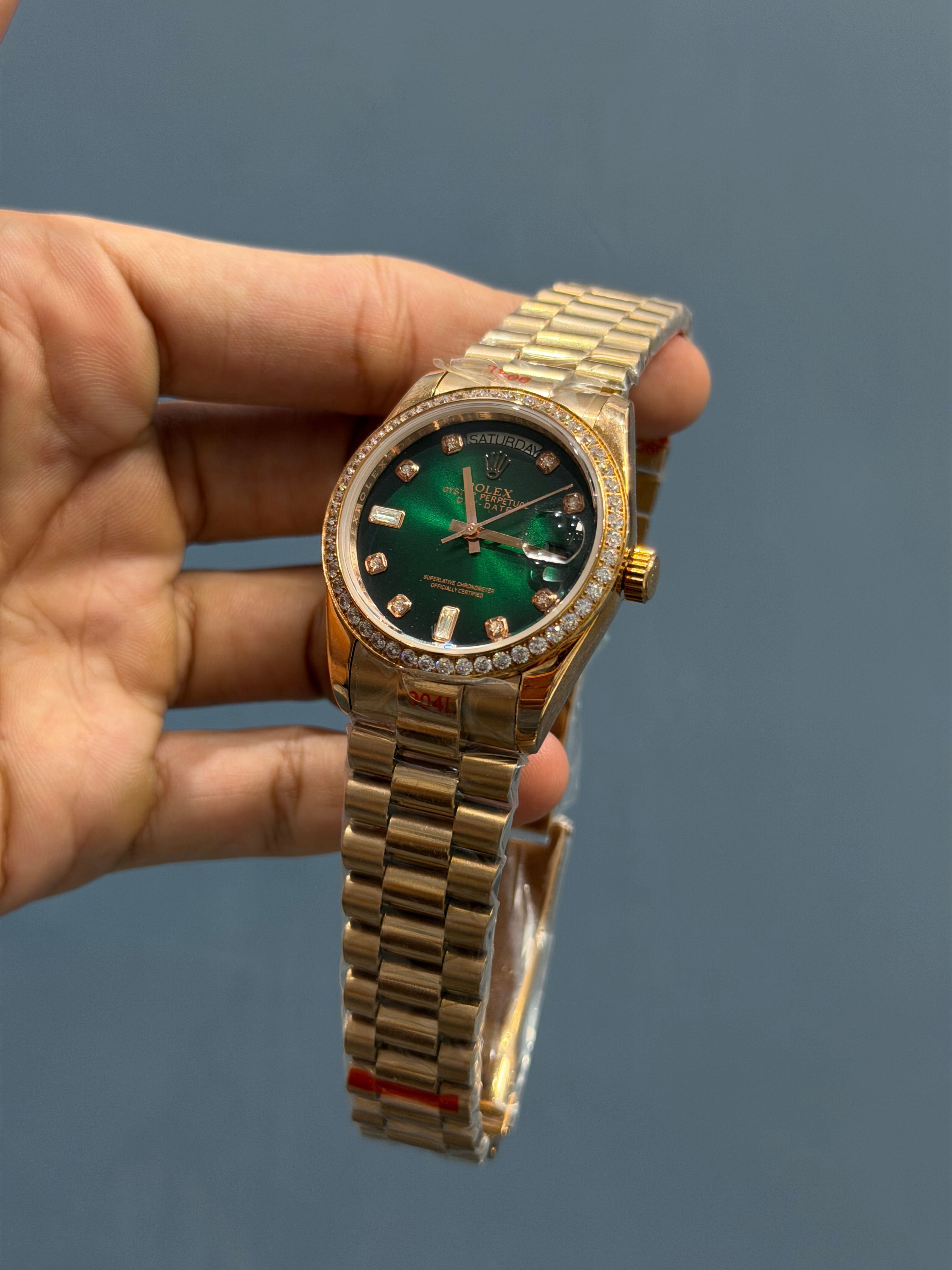 NEW COLLECTION 36 ROSE WITH GREEN DIAL STONE BEZEL RUBY STONE FIGURE AUTOMATIC WATCH YZ FACTORY
