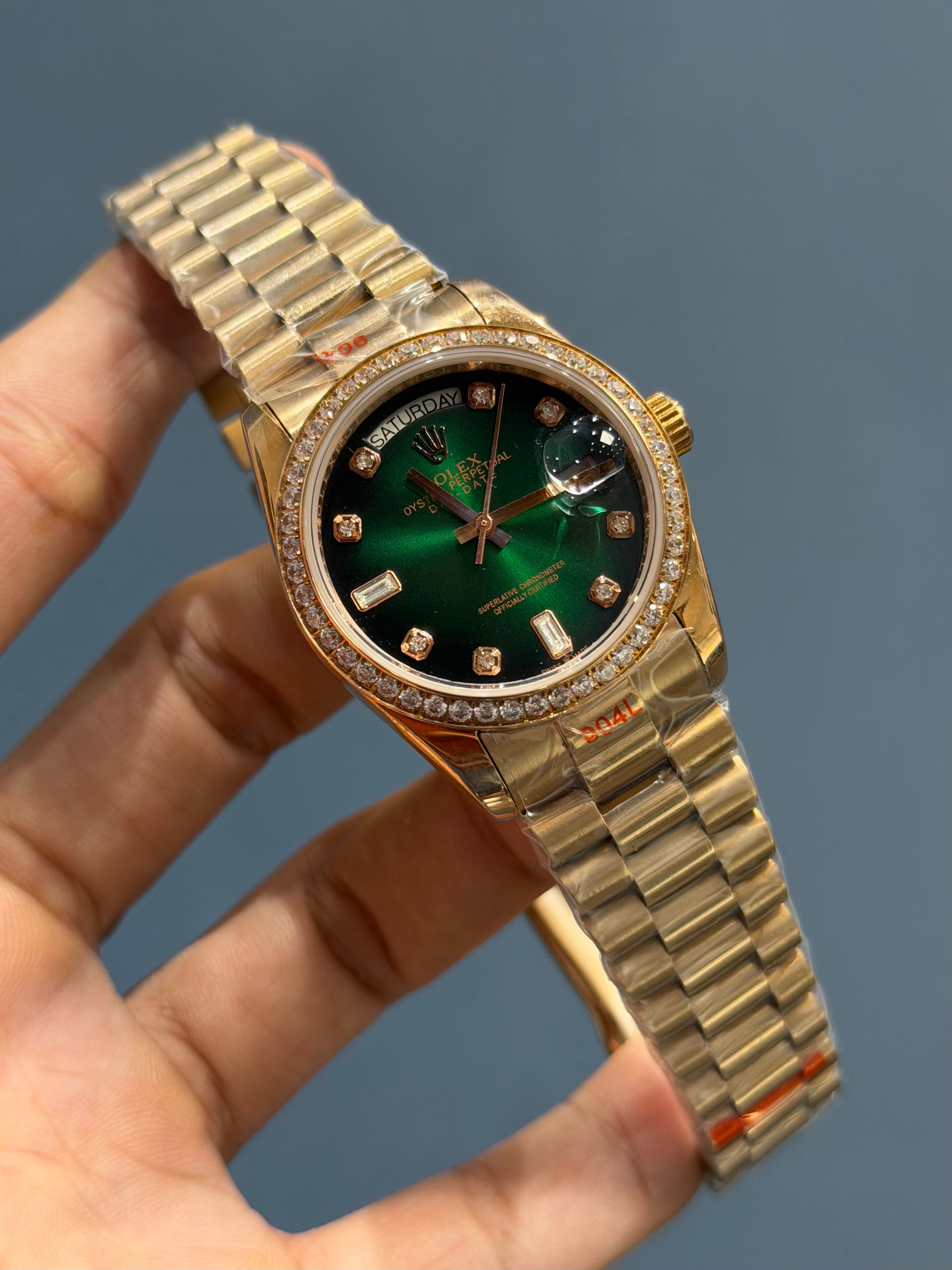 NEW COLLECTION 36 ROSE WITH GREEN DIAL STONE BEZEL RUBY STONE FIGURE AUTOMATIC WATCH YZ FACTORY