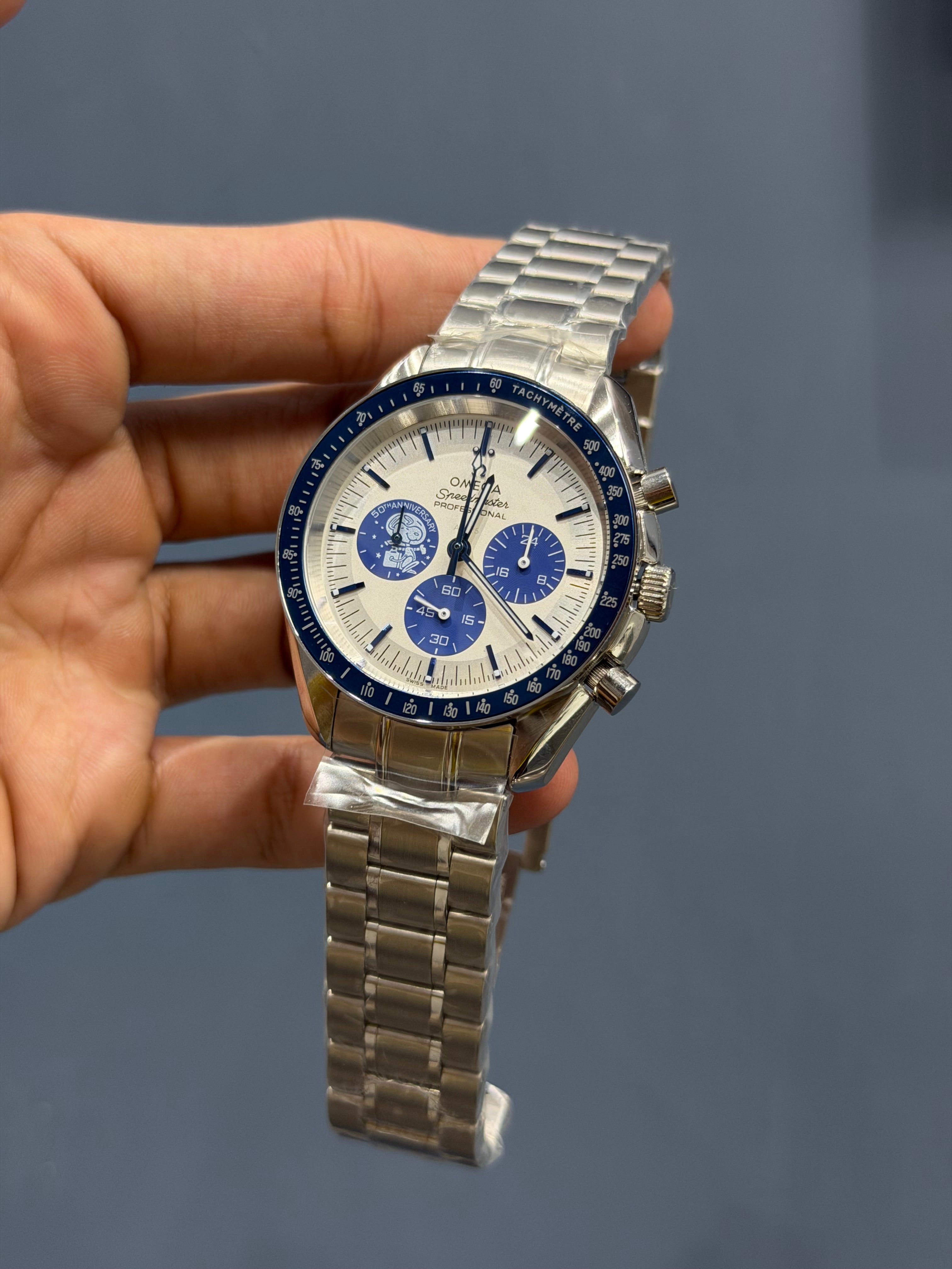 NEW COLLECTION CHRONOGRAPH SILVER CASE WITH WHITE DIAL CHAIN WATCH