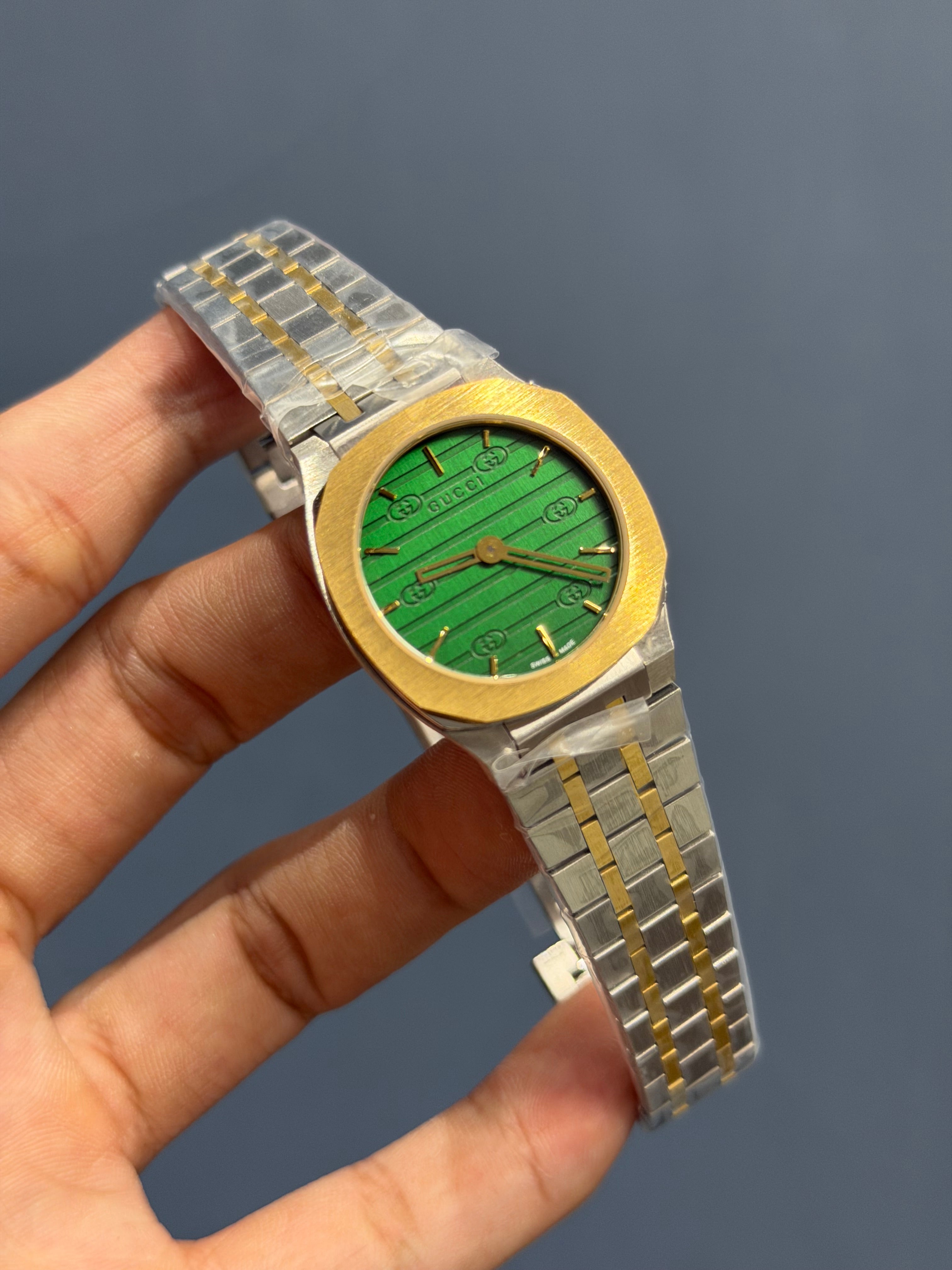 NEW COLLECTION TWOTONE GOLD WITH GREEN DIAL LADIES WATCH