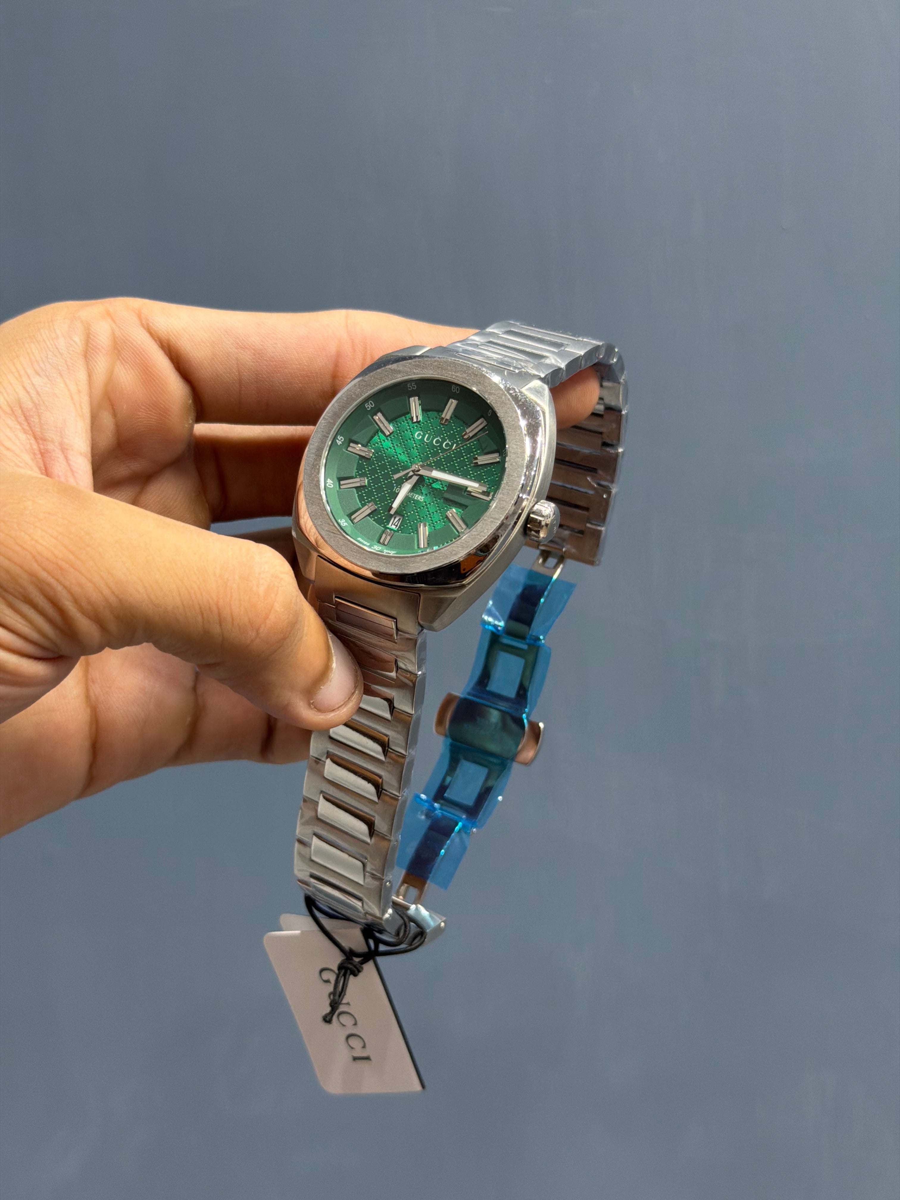 NEW COLLECTION SILVER WITH GREEN DIAL CHAIN WATCH