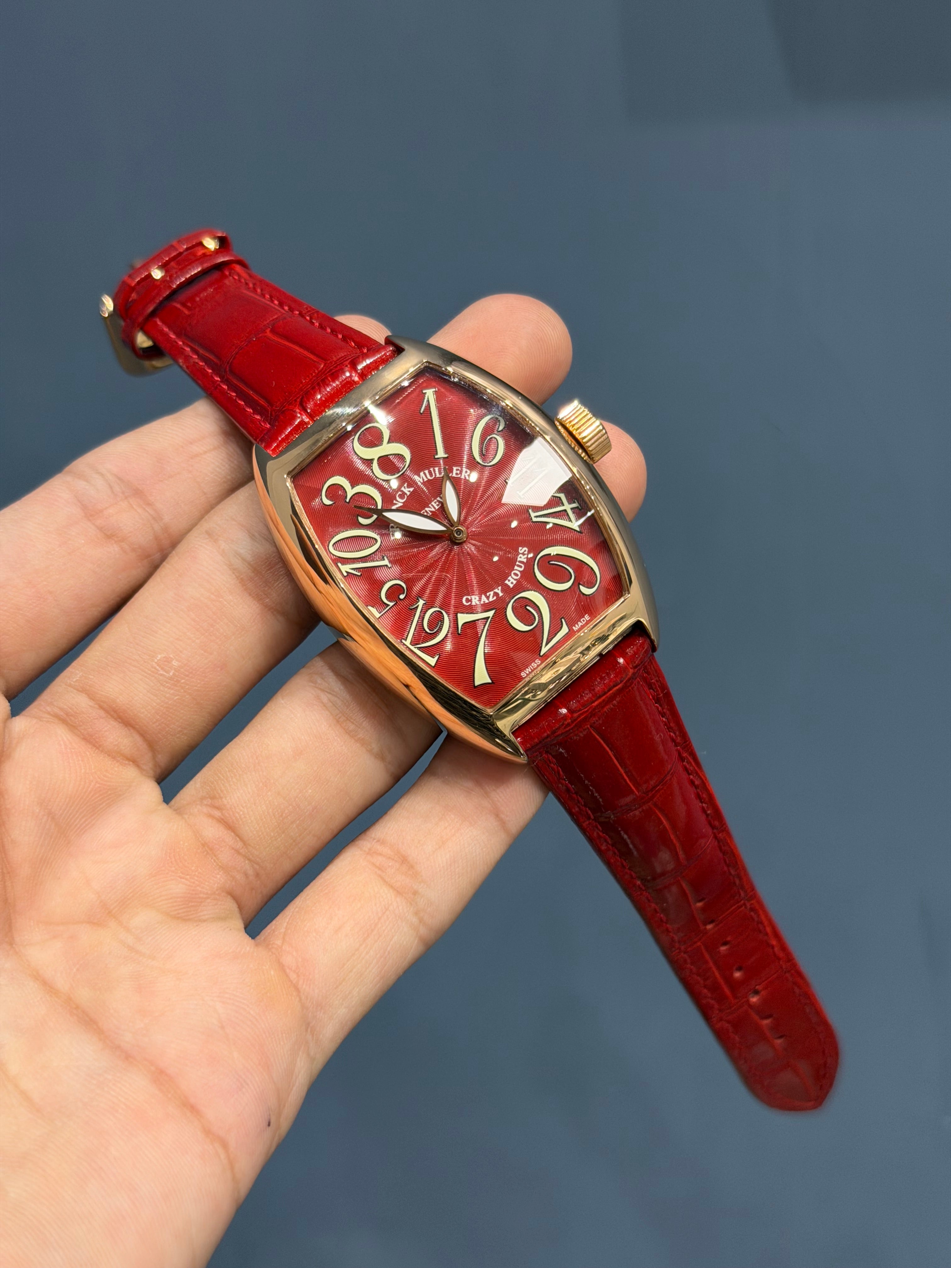 NEW COLLECTION ROSE CASE WITH RED DIAL AND RED LEATHER STRAP