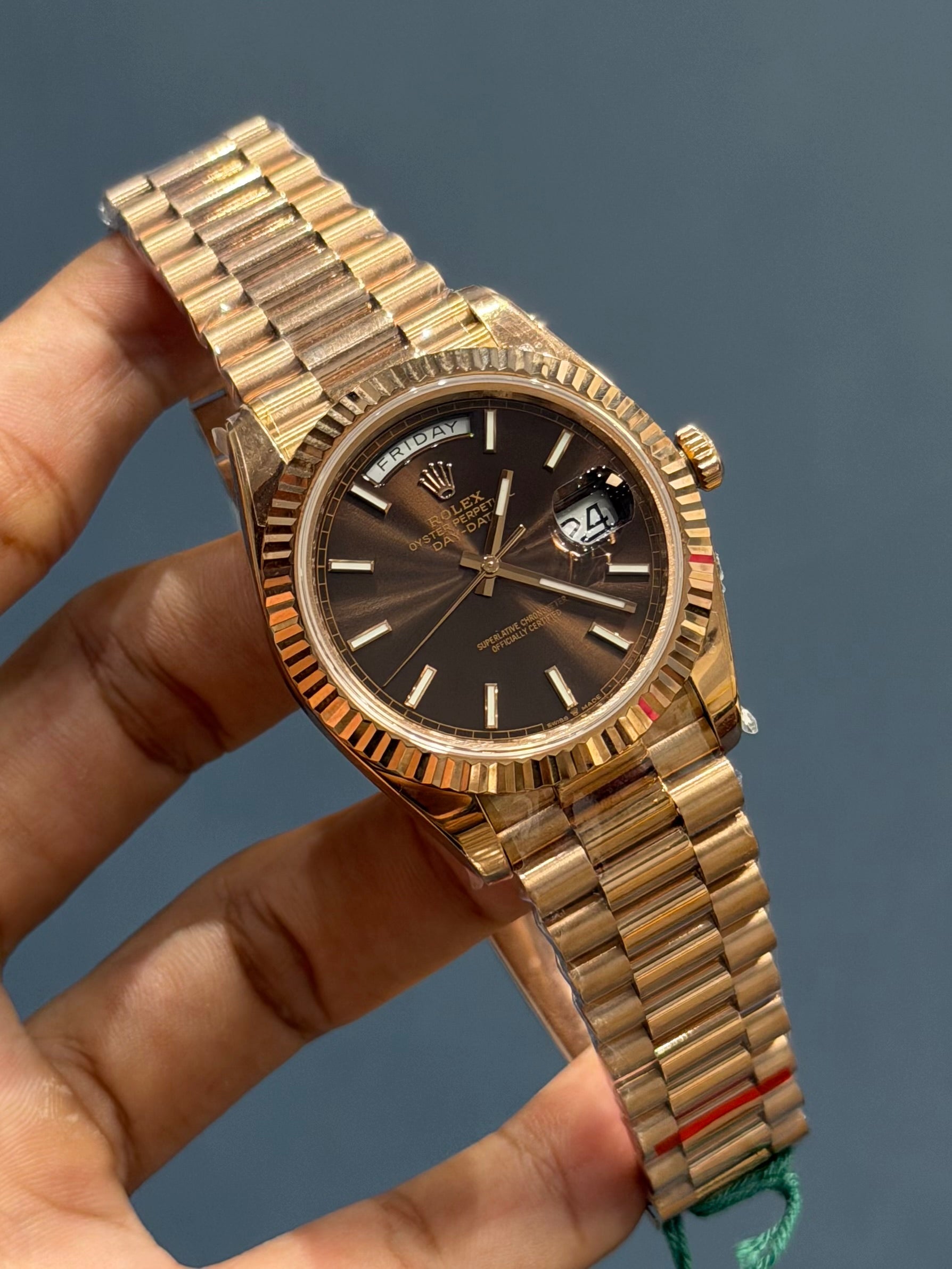 NEW COLLECTION 40 ROSE GOLD WITH CHOCO DIAL & FLUTED BEZEL AUTOMATIC WATCH BP MADE