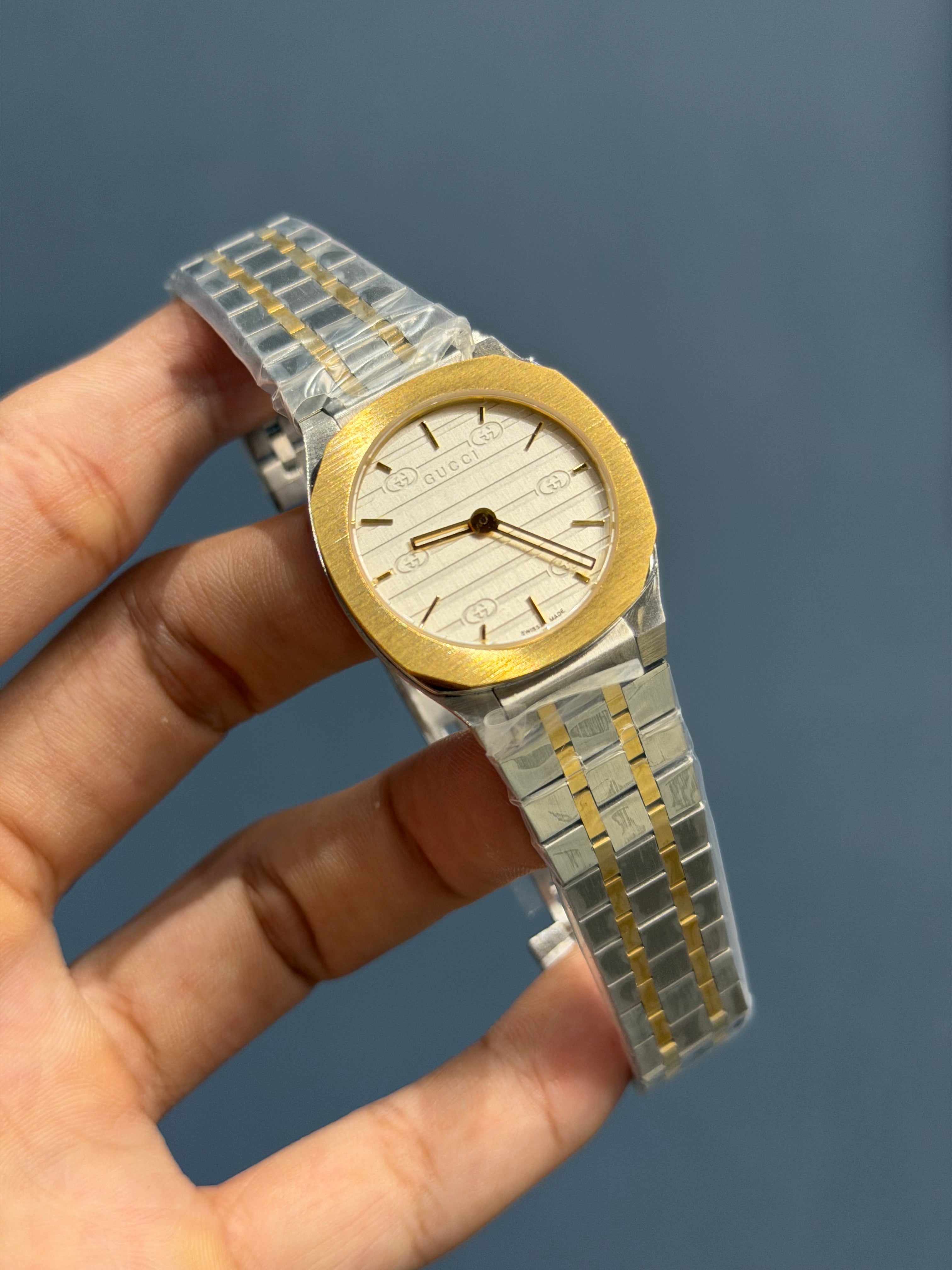 NEW COLLECTION TWOTONE GOLD WITH WHITE DIAL LADIES WATCH
