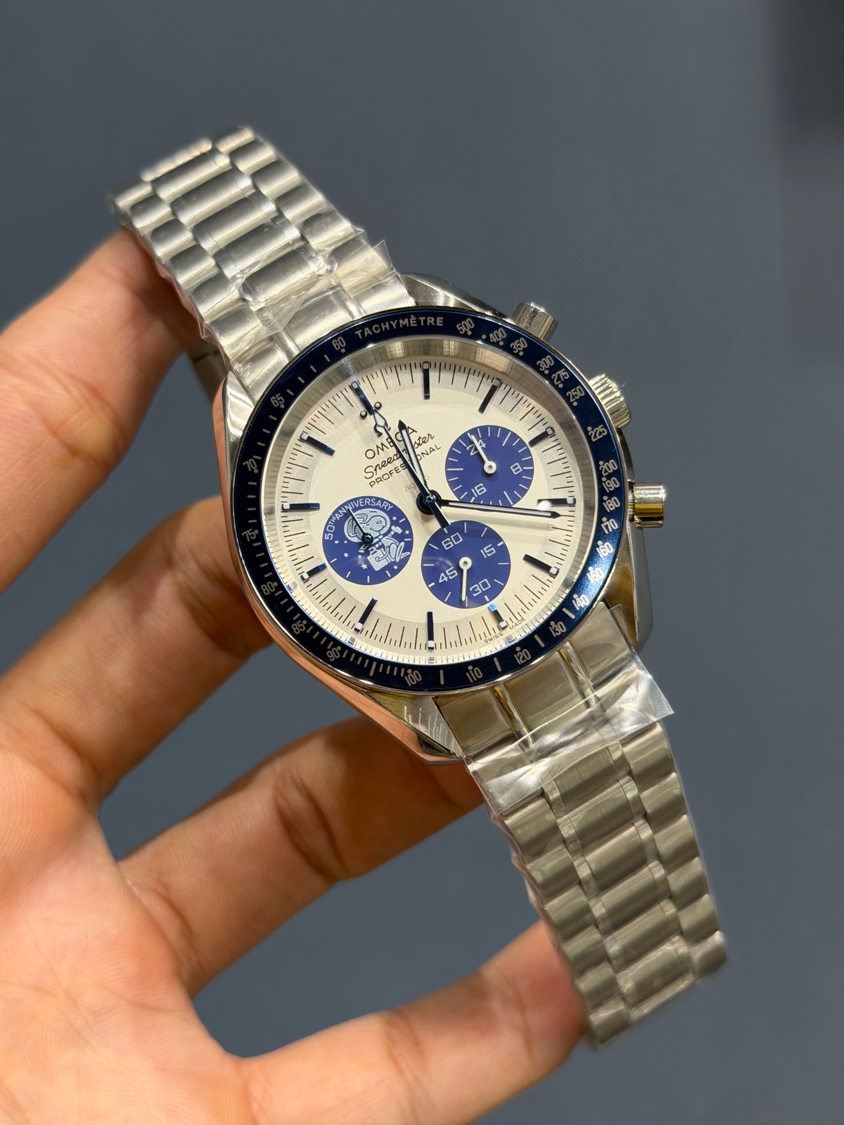 NEW COLLECTION CHRONOGRAPH SILVER CASE WITH WHITE DIAL CHAIN WATCH