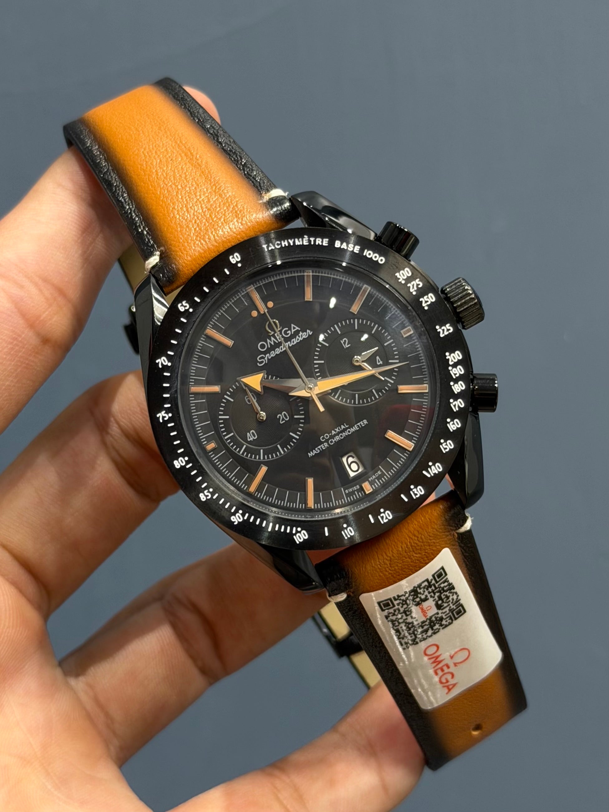 NEW COLLECTION ALL BLACK CASE WITH BLACK DIAL & CAMEL LEATHER STRAP