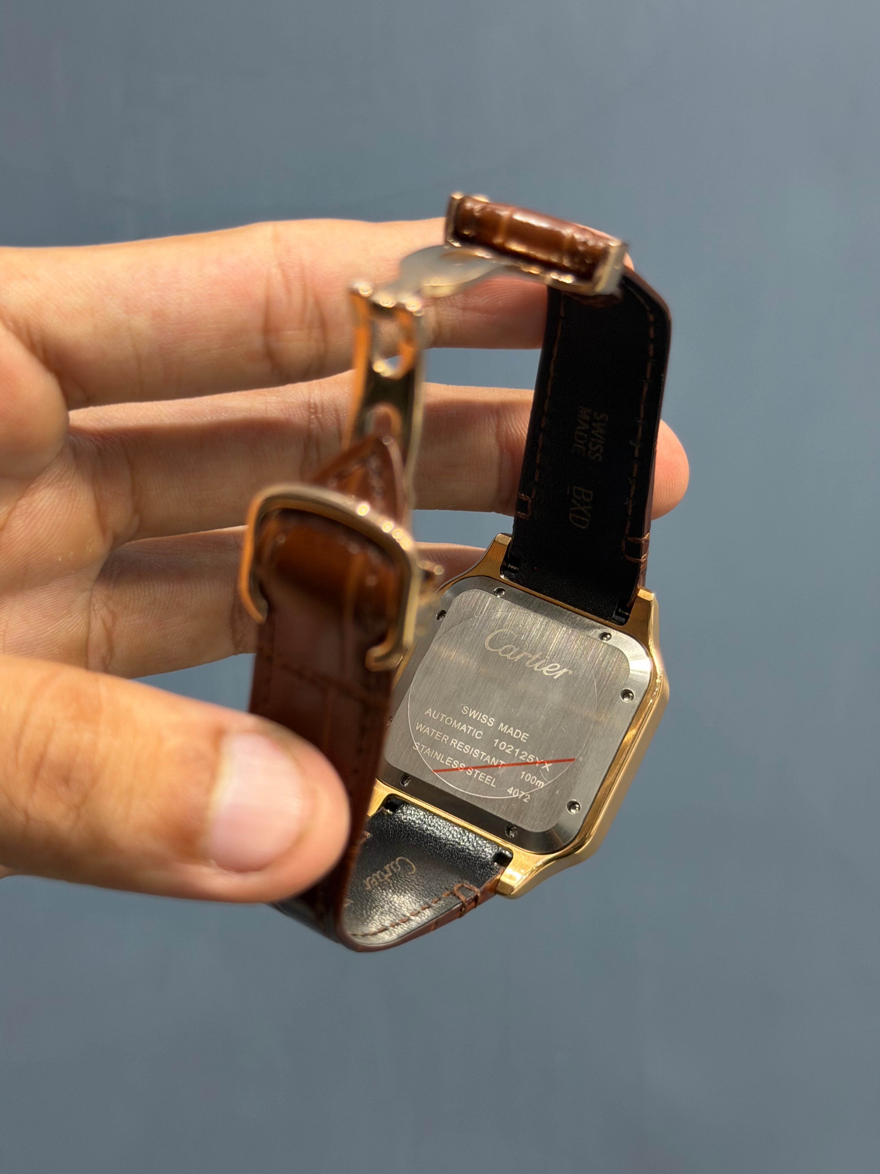 NEW COLLECTION ROSE CASE WITH WHITE DIAL & BROWN LEATHER STRAP