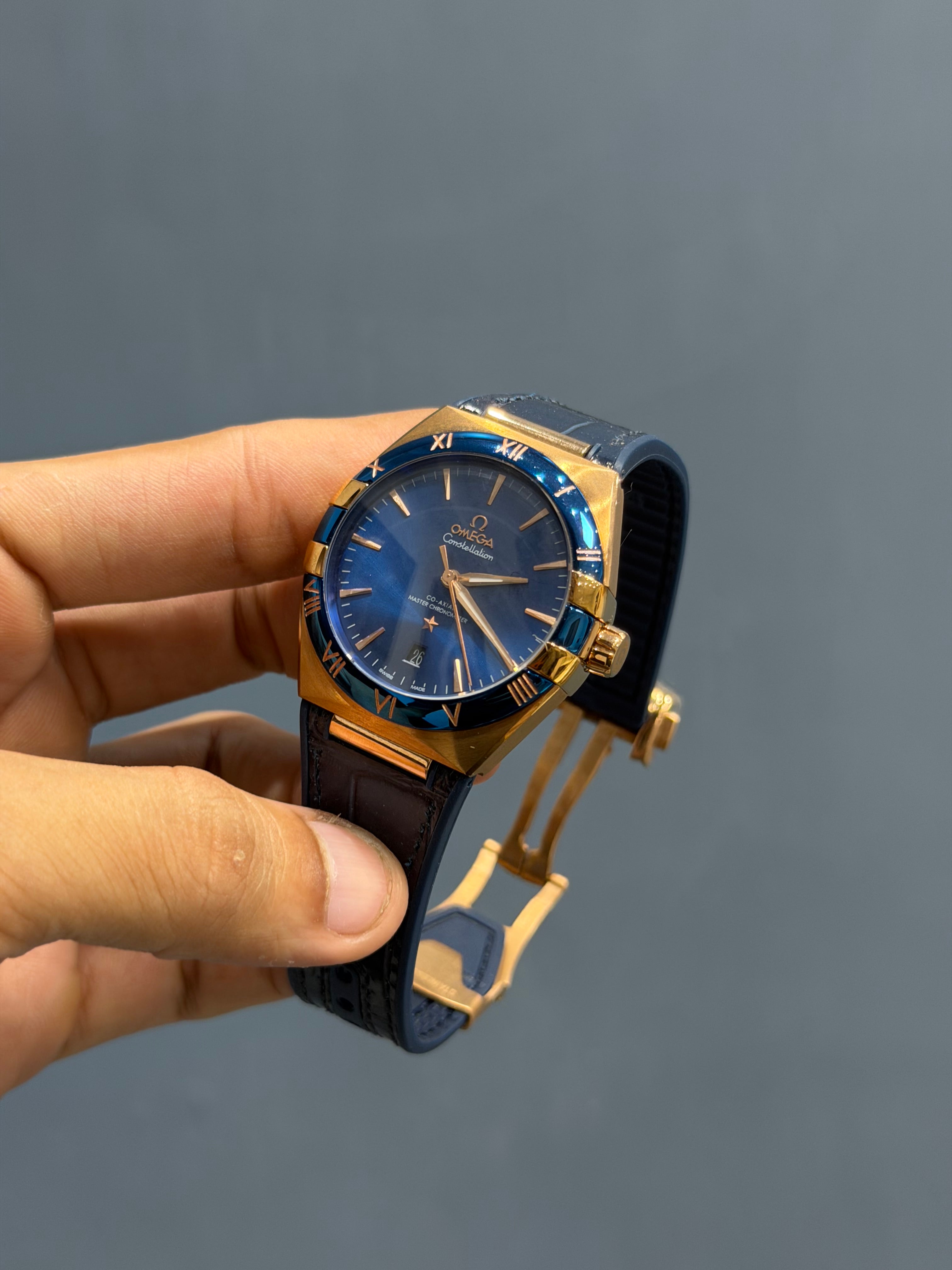 NEW COLLECTION ROSE CASE WITH BLUE DIAL AUTOMATIC WATCH
