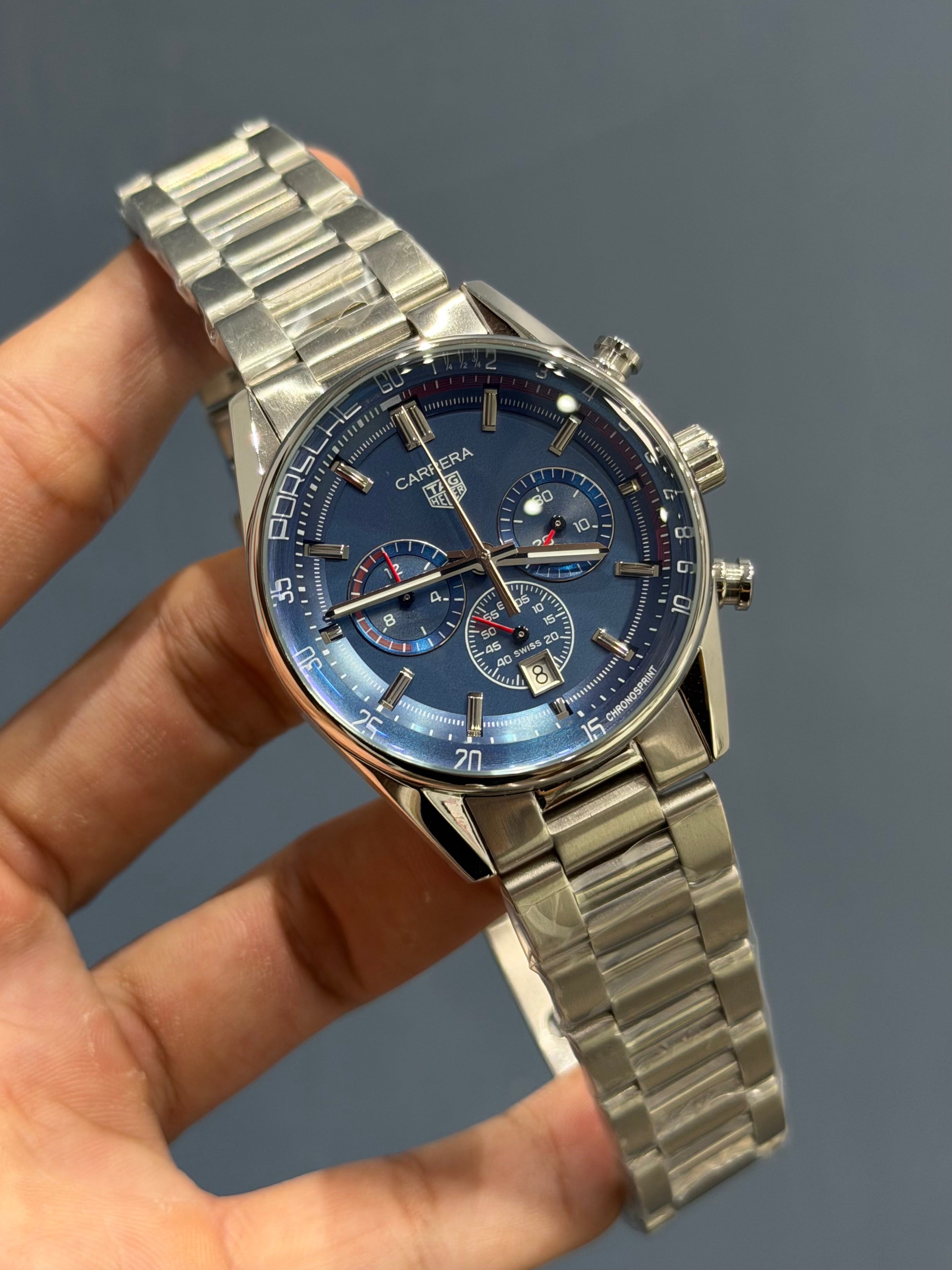 NEW COLLECTION CHRONOGRAPH SILVER WITH BLUE DIAL MENS WATCH