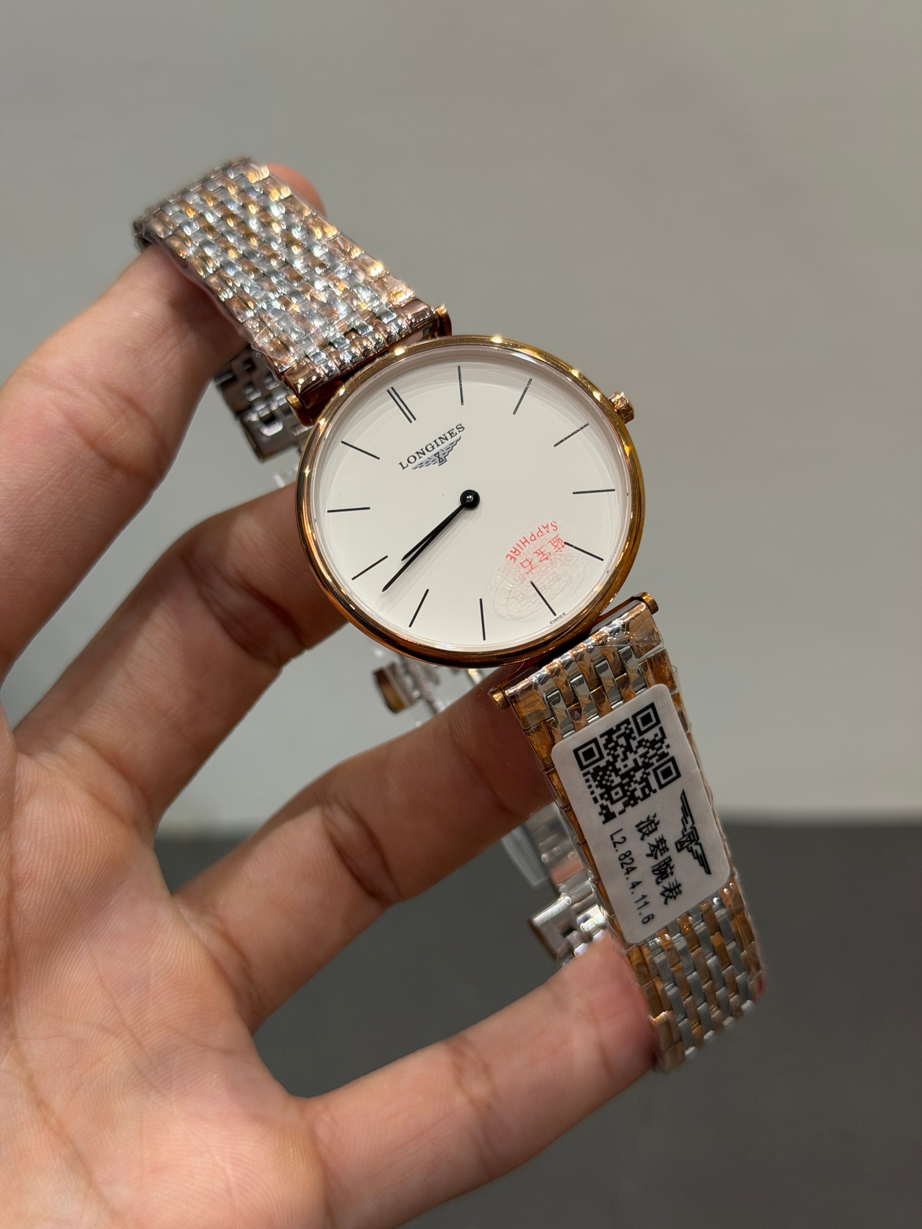 NEW COLLECTION TWO TONE ROSE GOLD WITH WHITE DIAL CHAIN WATCH