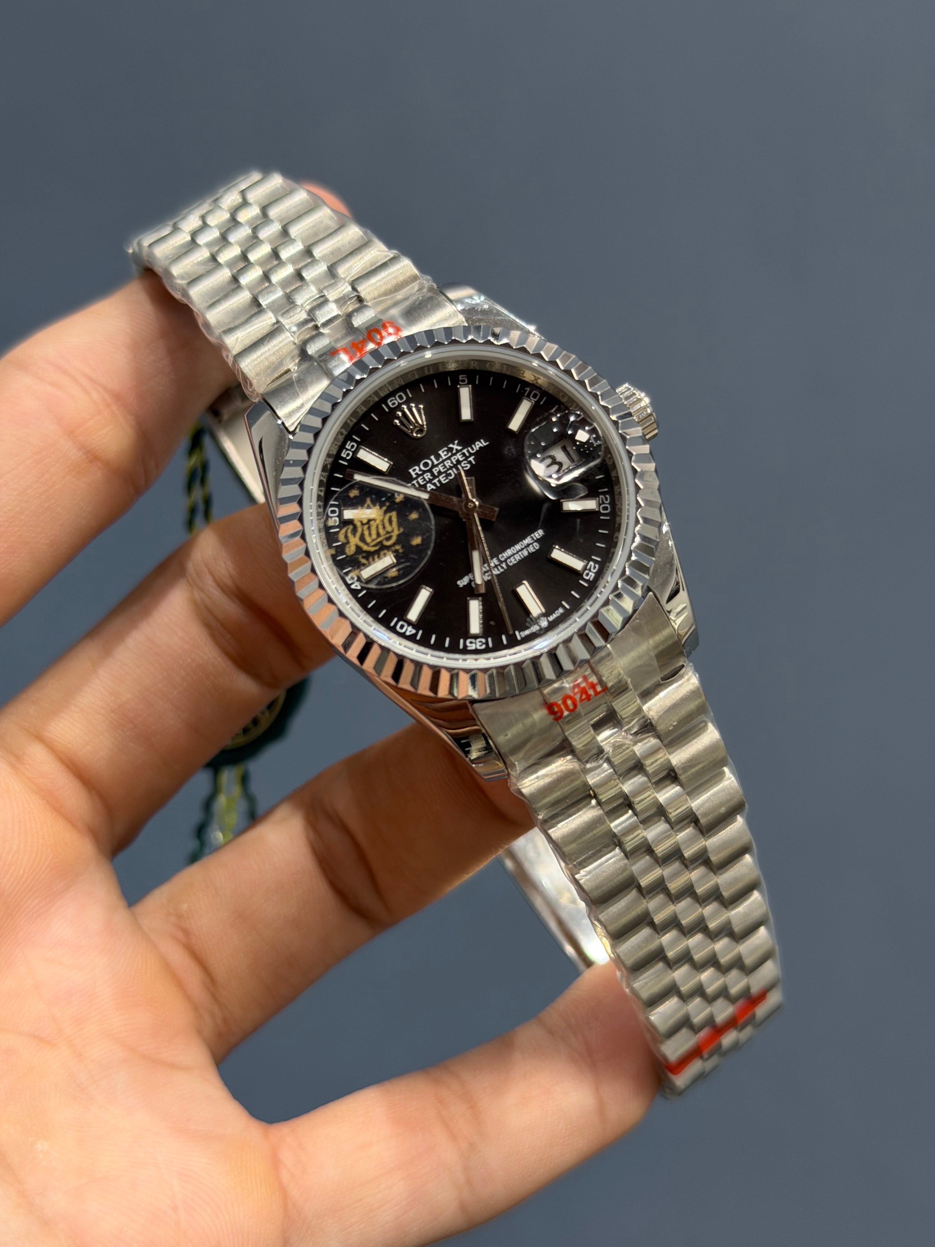 NEW COLLECTION 36 SILVER WITH BLACK DIAL FLUTED BEZEL STONE FIGURE AUTOMATIC WATCH YZ FACTORY