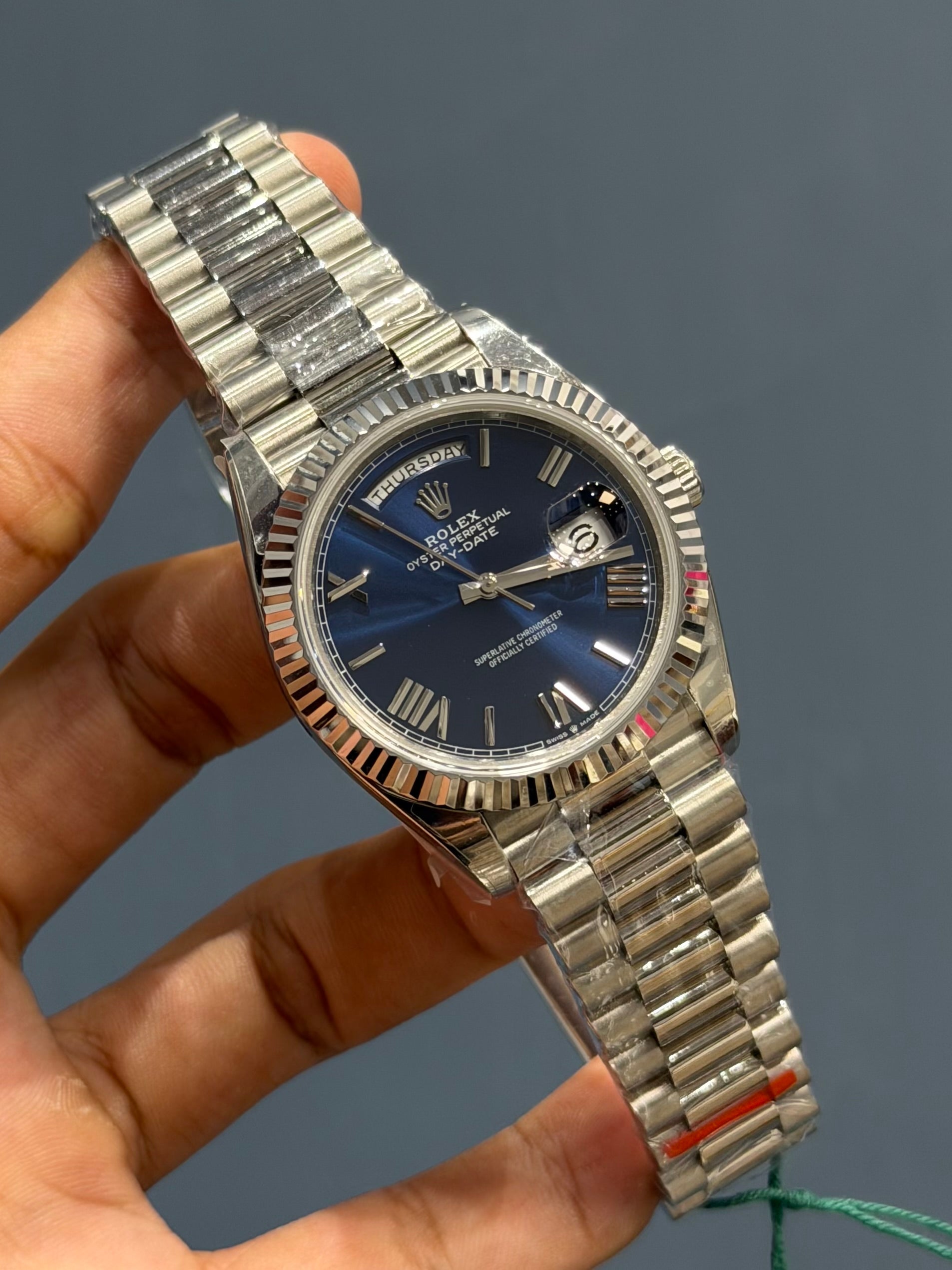NEW COLLECTION 40 SILVER WITH BLUE DIAL AUTOMATIC WATCH BP MADE