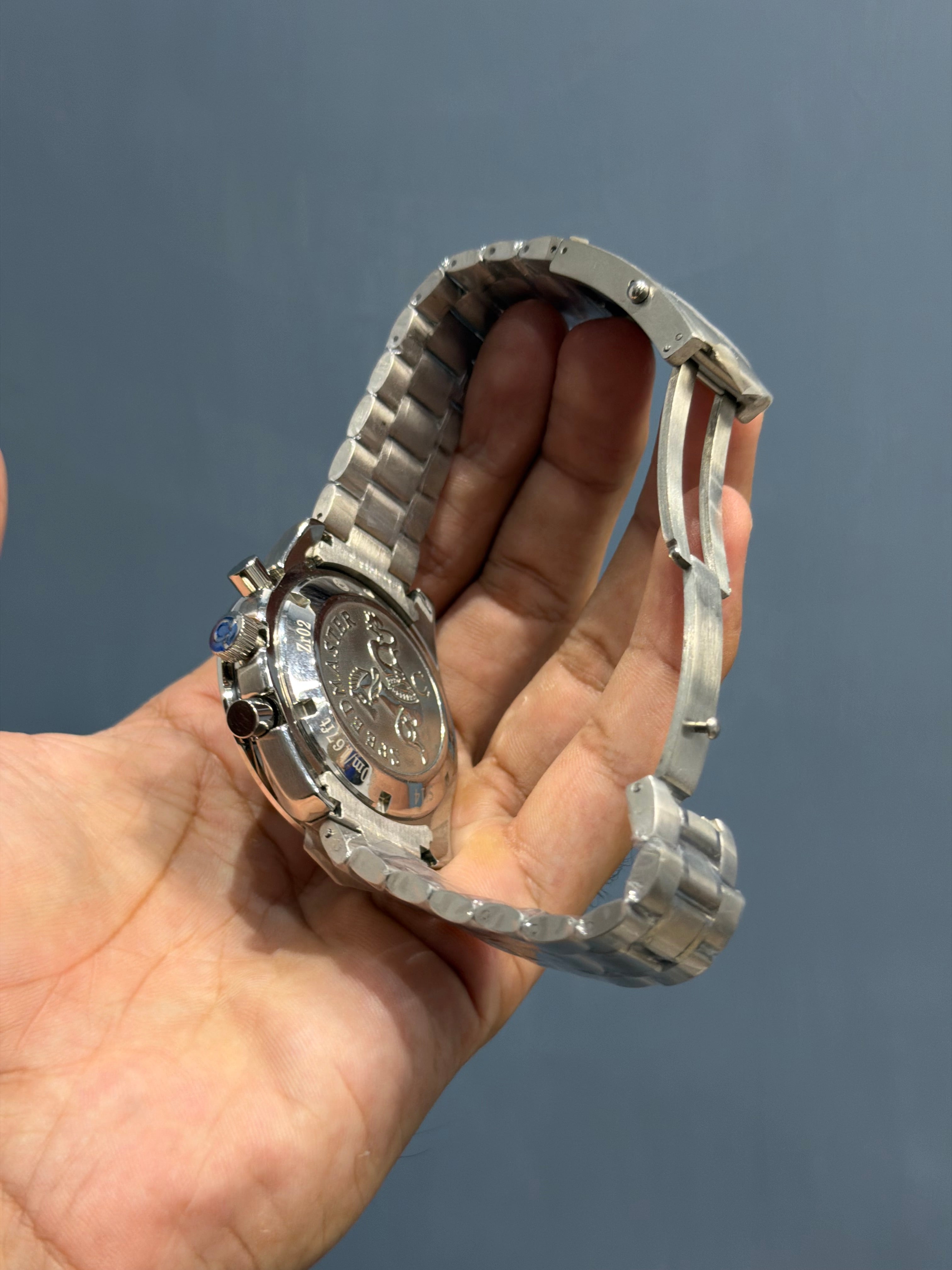 NEW COLLECTION CHRONOGRAPH SILVER WITH WHITE DIAL CHAIN WATCH