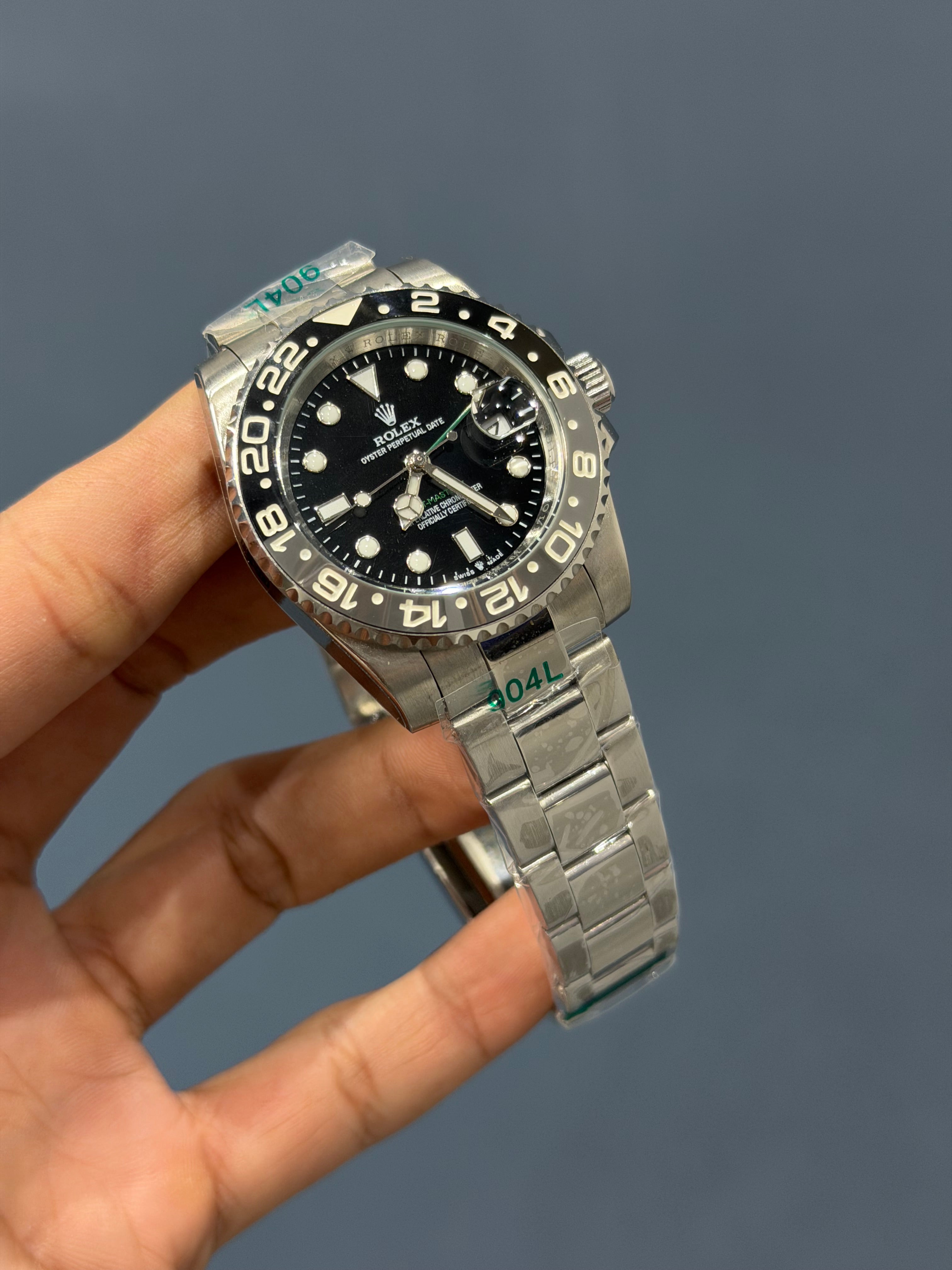 NEW COLLECTION GMT 40 SILVER CHAIN WITH BLACK DIAL & YZ FACTORY