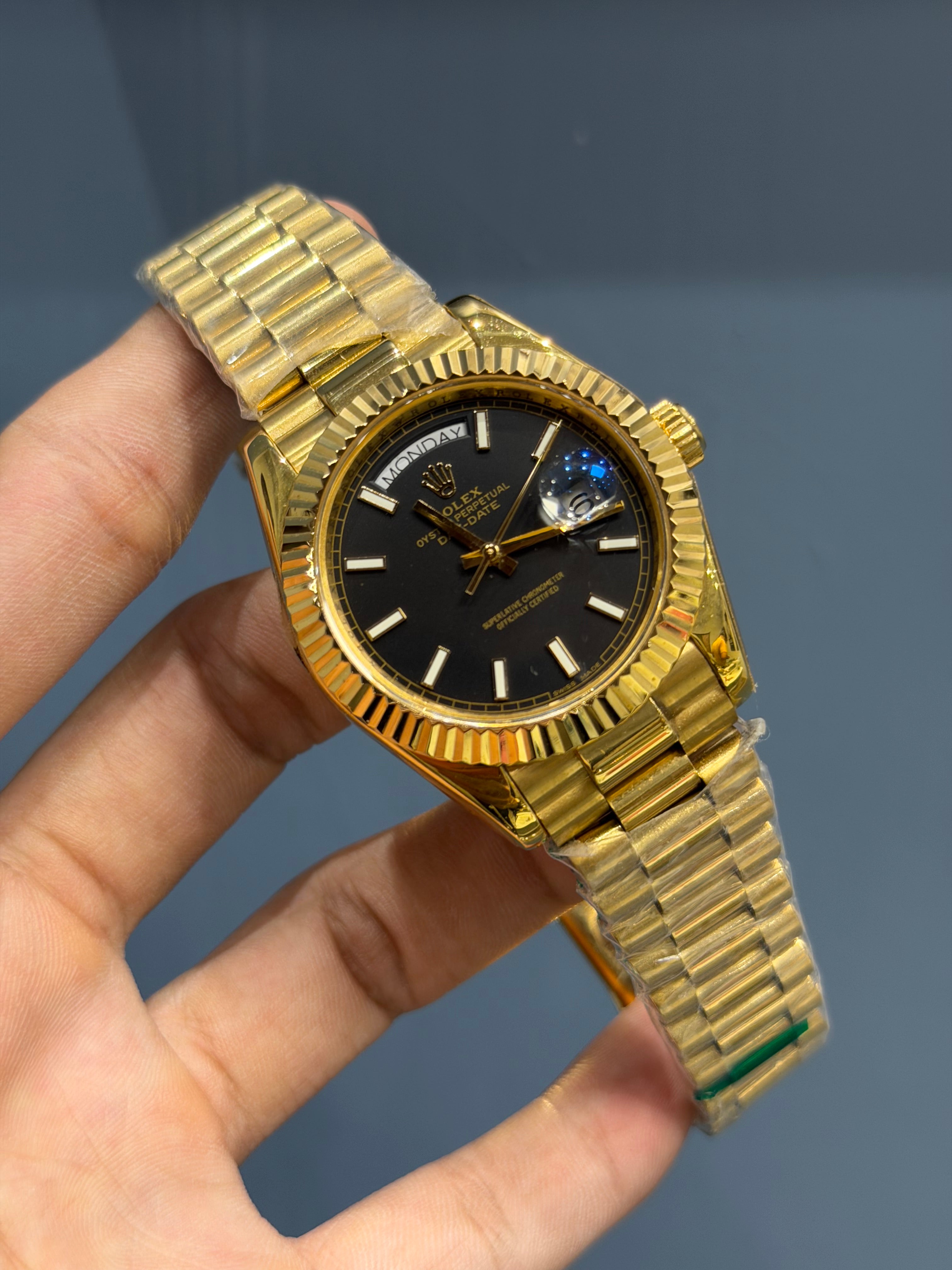 NEW COLLECTION 40MM YELLOW GOLD WITH BLACK DIAL SHORT INDEX FIGURE YZ MADE