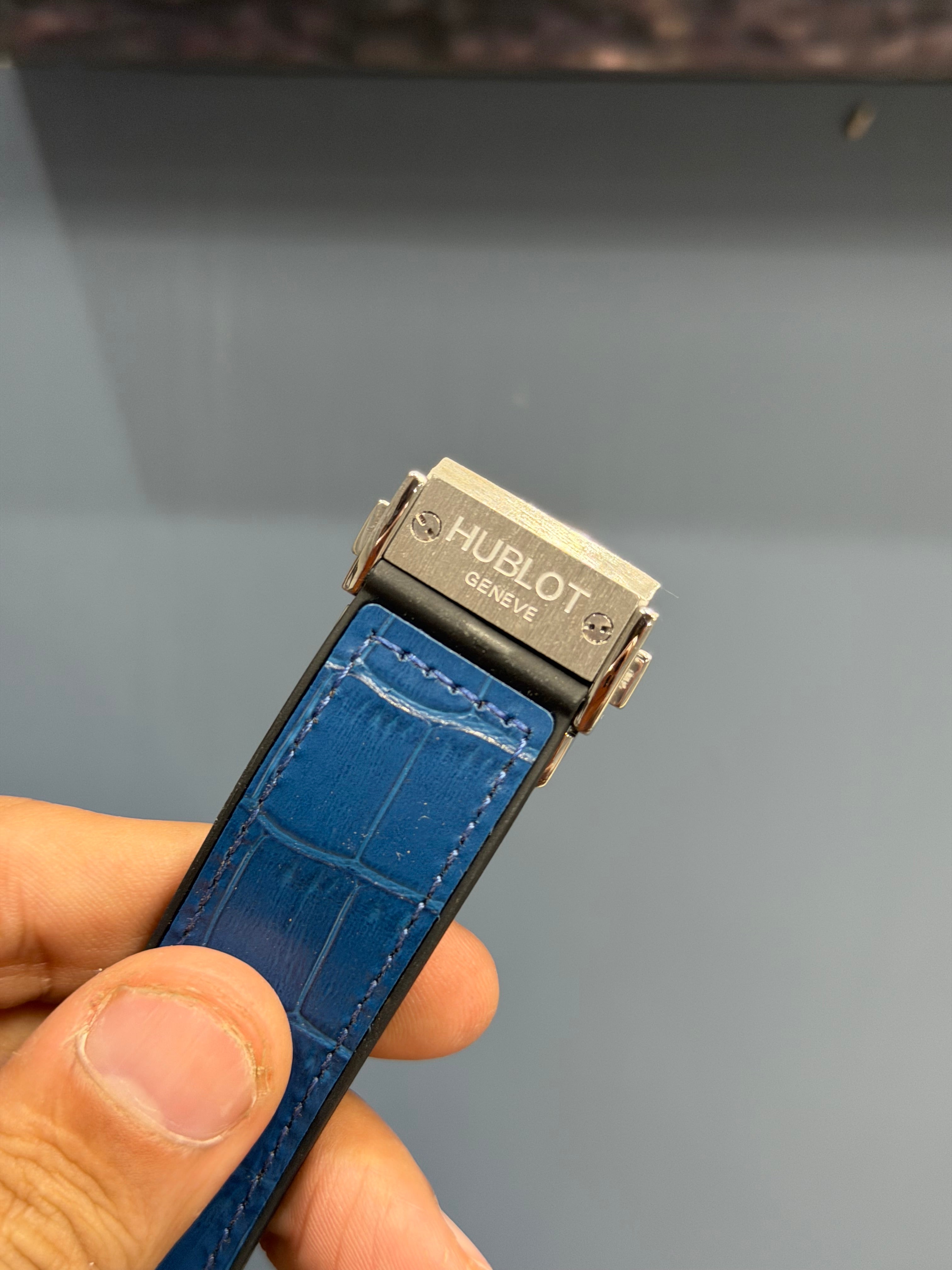 NEW COLLECTION SILVER CASE WITH BLUE DIAL & BLUE LEATHER STRAP