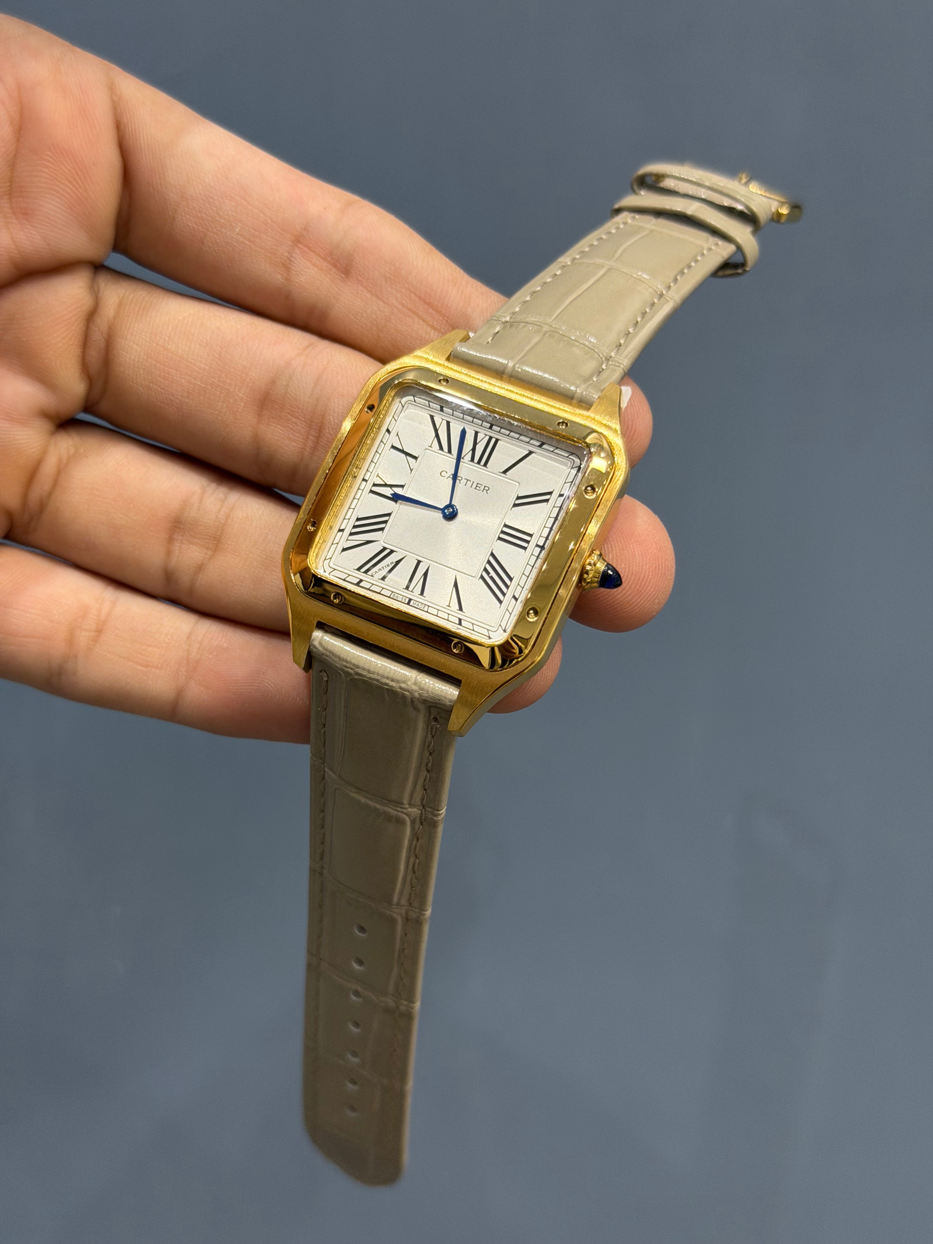 NEW COLLECTION GOLDEN CASE WITH WHITE DIAL & CREAM LEATHER STRAP