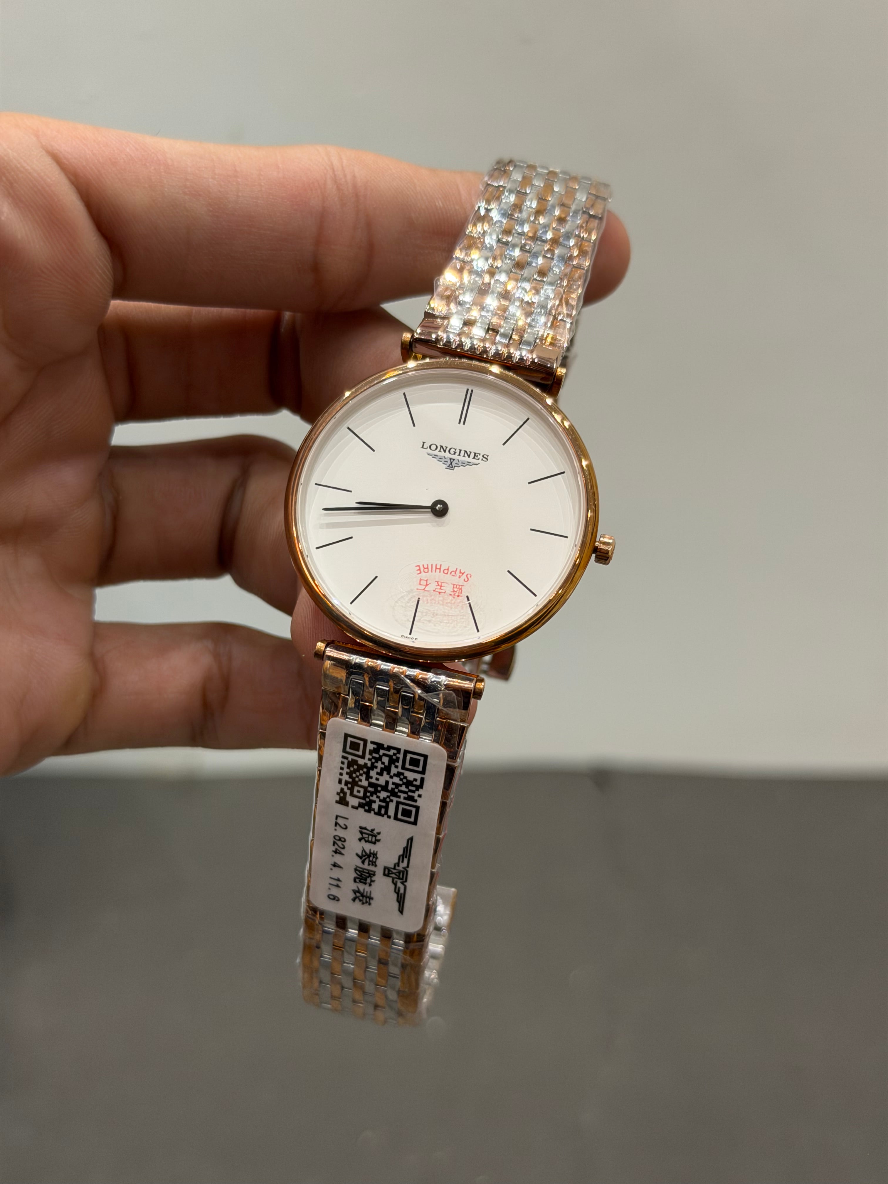 NEW COLLECTION TWO TONE ROSE GOLD WITH WHITE DIAL CHAIN WATCH
