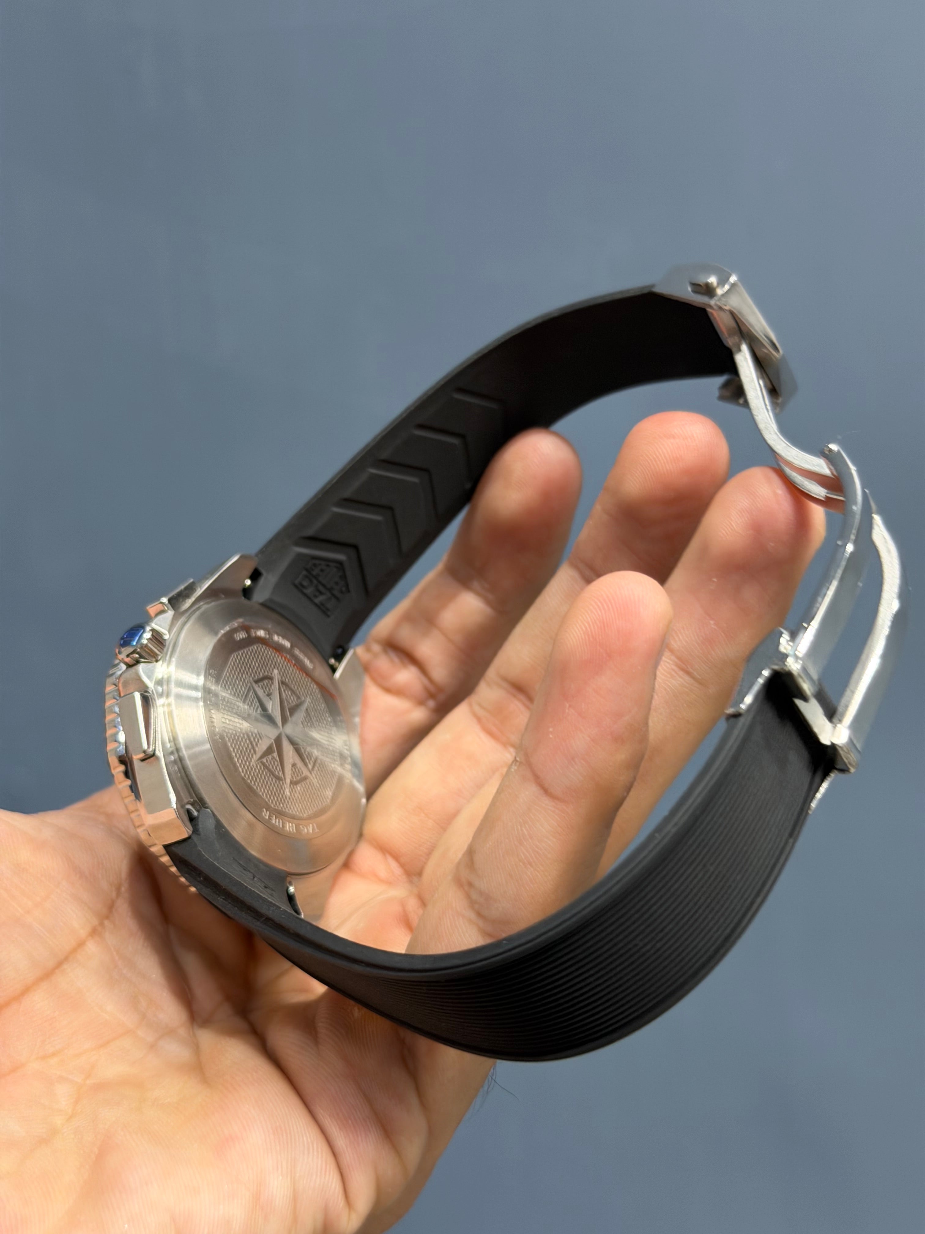 NEW COLLECTION CHRONOGRAPH SILVER WITH BLACK DIAL & BLACK SILICONE STRAP WATCH
