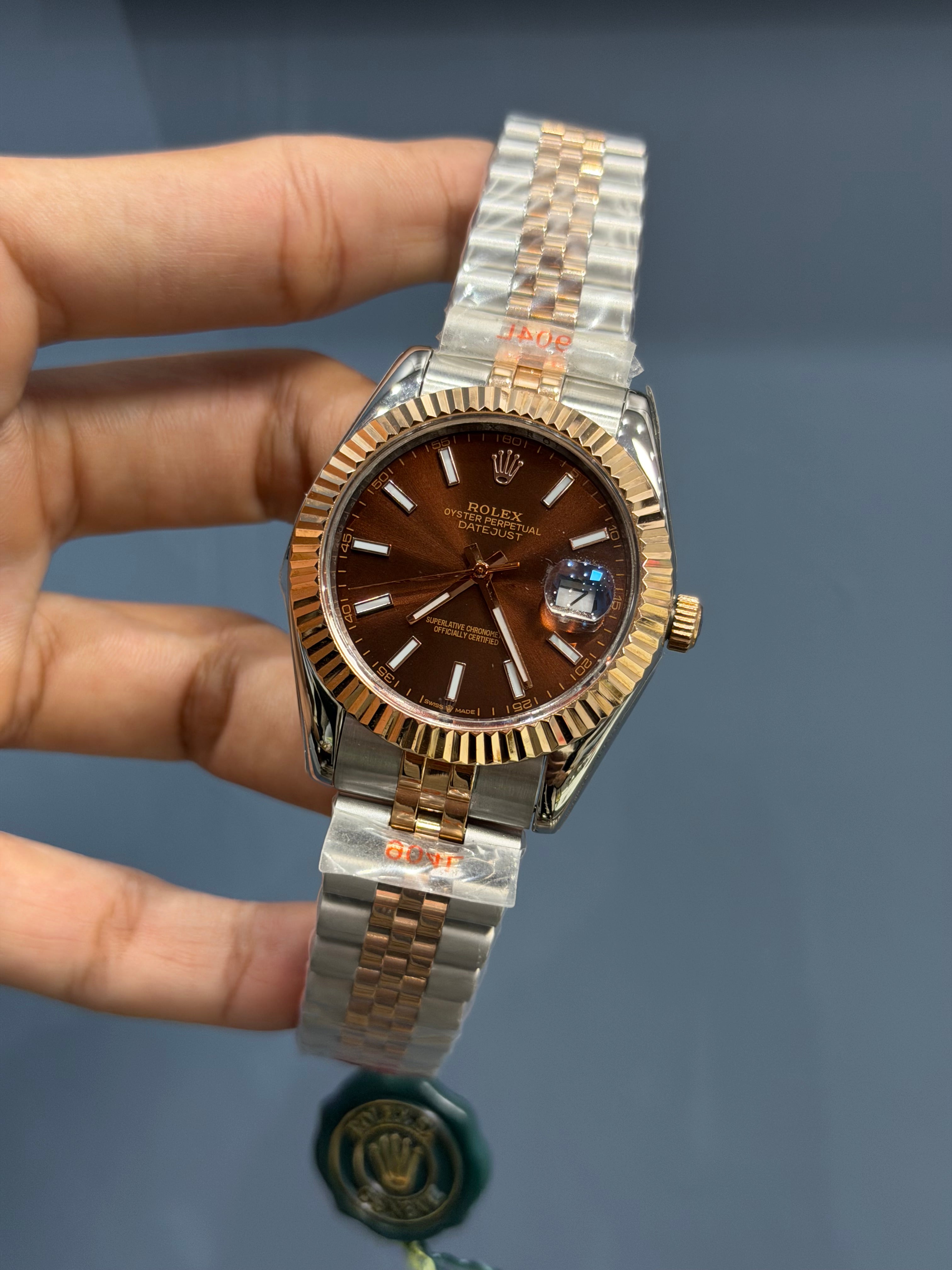 NEW COLLECTION 40 ROSE TWOTONE WITH CHOCO DIAL AUTOMATIC WATCH YZ MADE