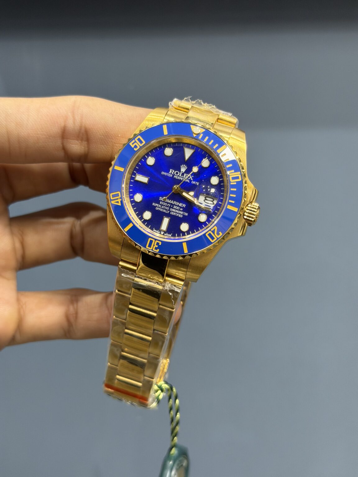 NEW COLLECTION 40 YELLOW GOLD WITH BLUE DIAL & BLUE BEZEL AUTOMATIC WATCH ZR FACTORY