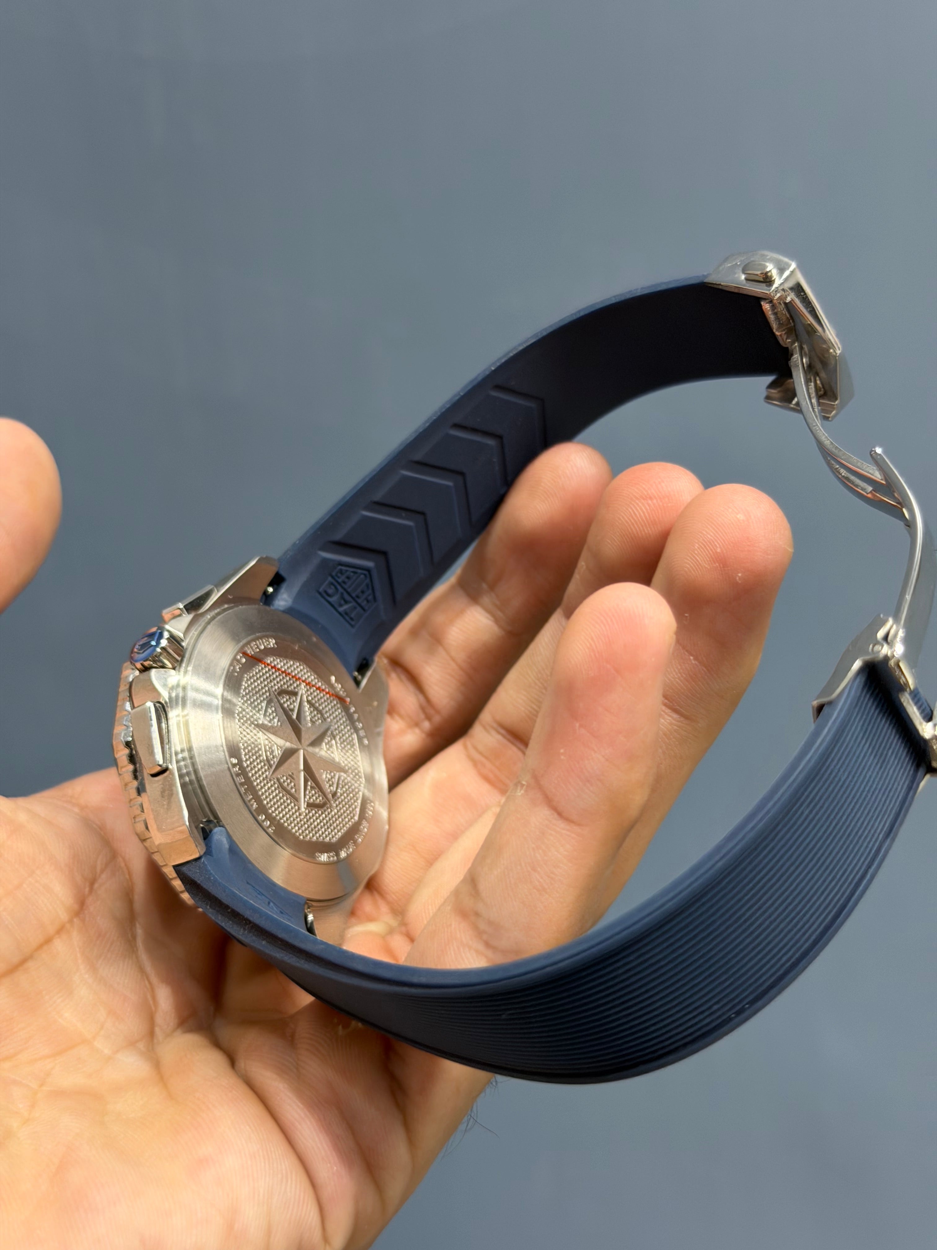 NEW COLLECTION CHRONOGRAPH SILVER WITH SKY BLUE DIAL & BLUE SILICONE STRAP WATCH