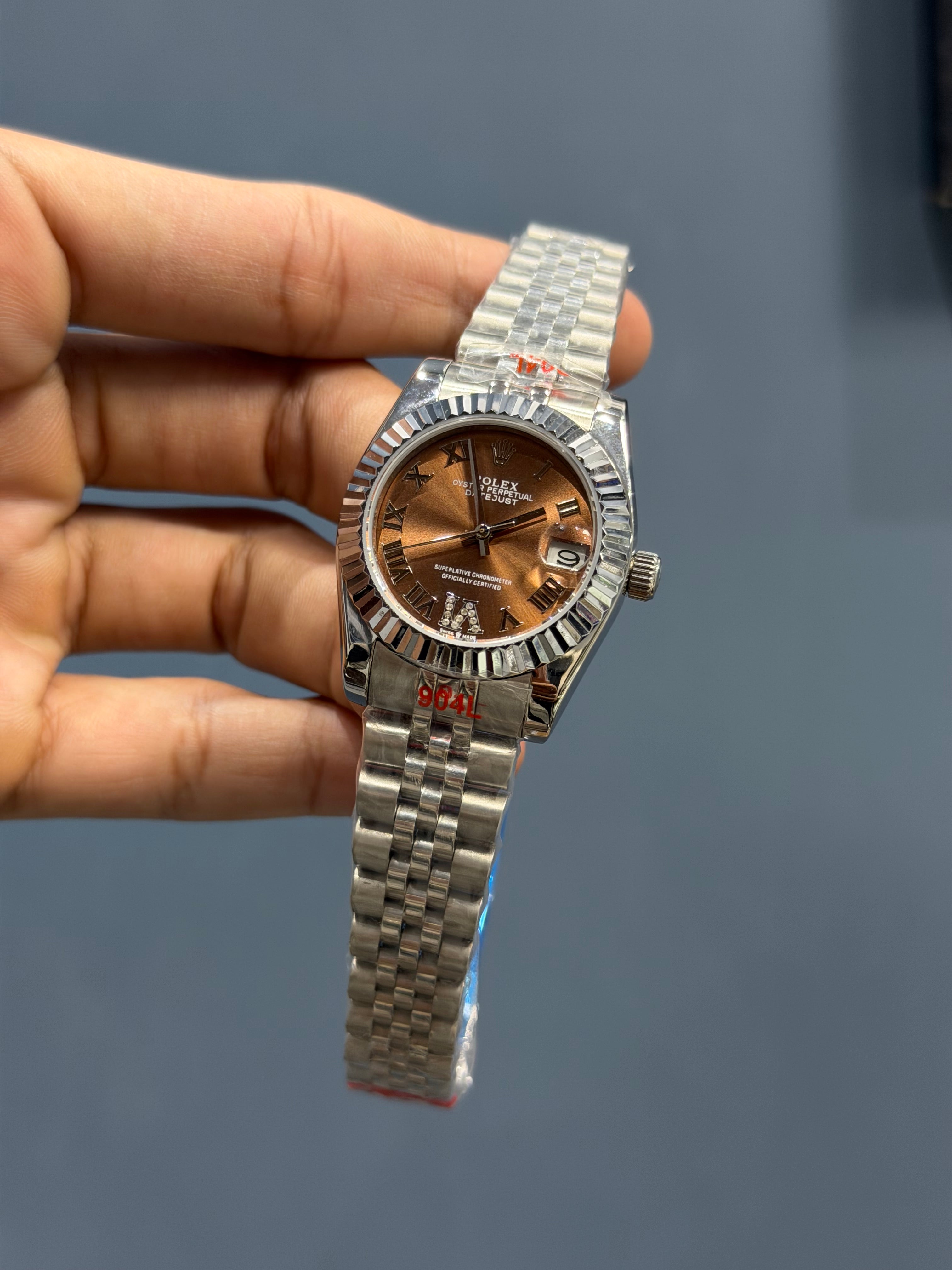 NEW COLLECTION 31 SILVER WITH BROWN DIAL FLUTTED BEZEL AUTOMATIC WATCH