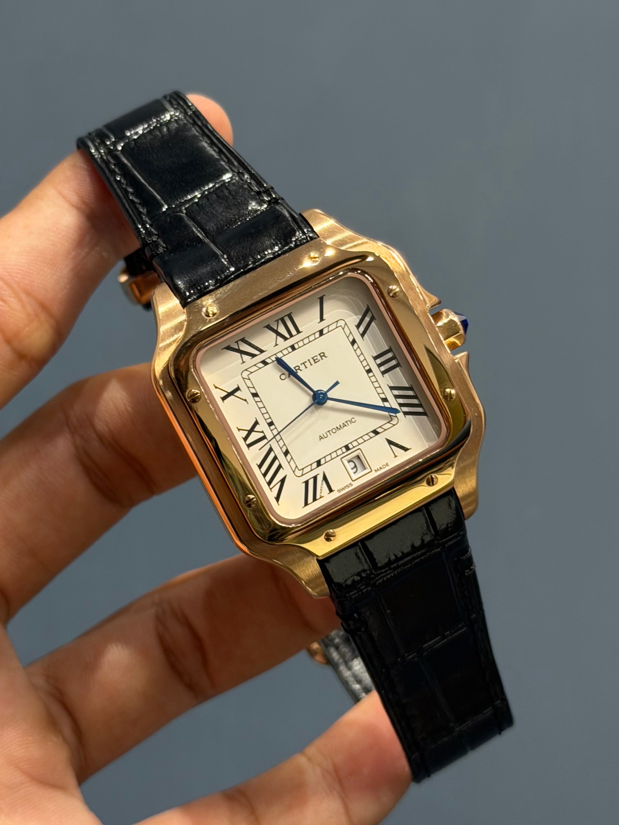 NEW COLLECTION ROSE CASE WITH WHITE DIAL & BLACK LEATHER STRAP