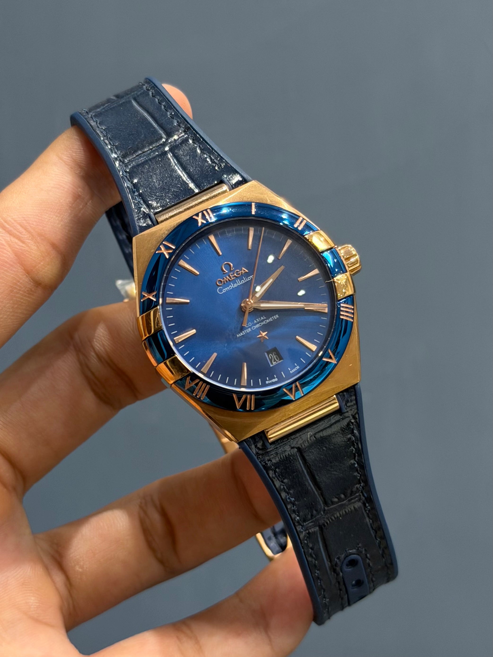 NEW COLLECTION ROSE CASE WITH BLUE DIAL AUTOMATIC WATCH