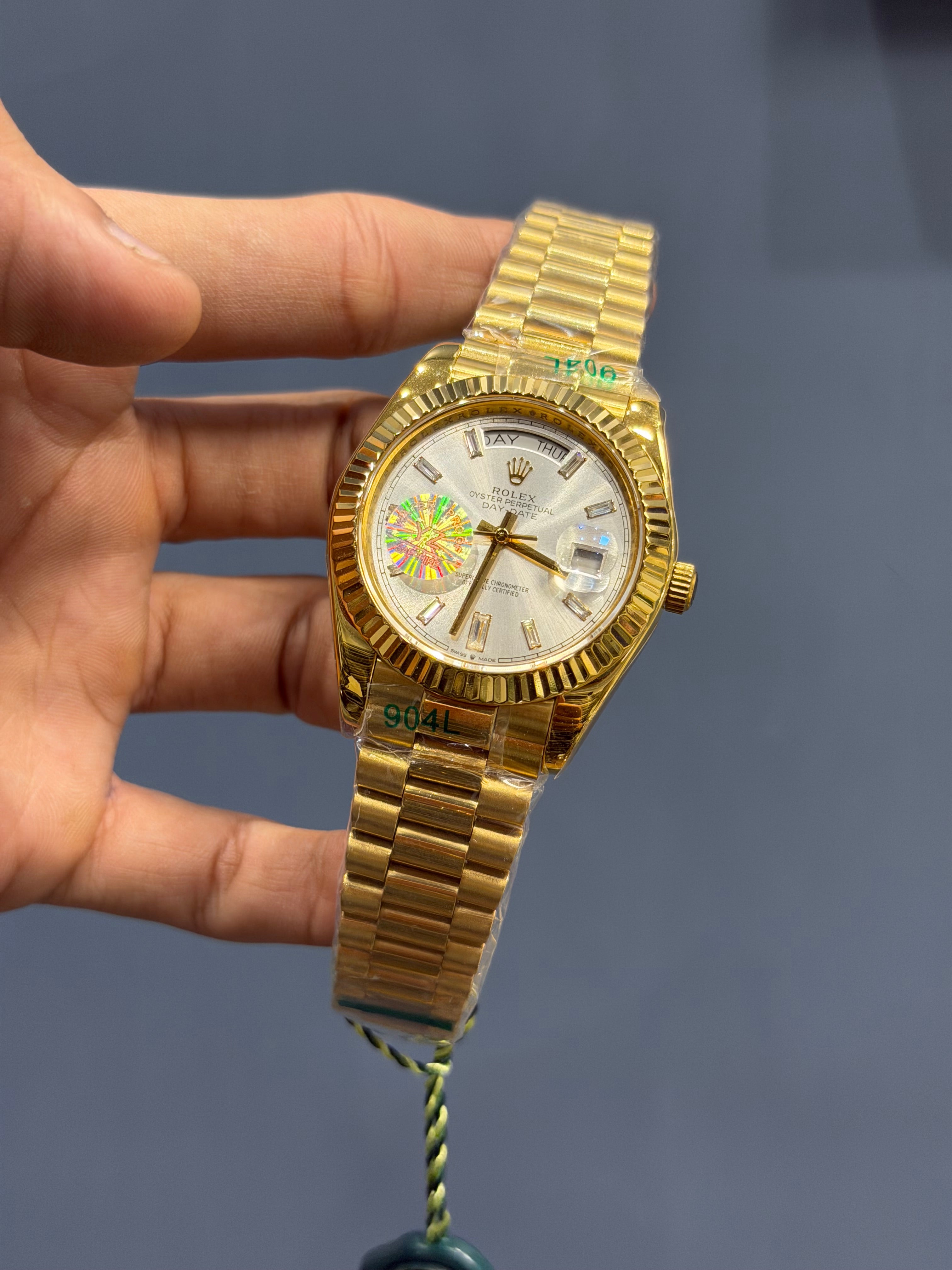 NEW COLLECTION 40MM YELLOW GOLD WITH WHITE DIAL STONE INDEX FIGURE YZ MADE