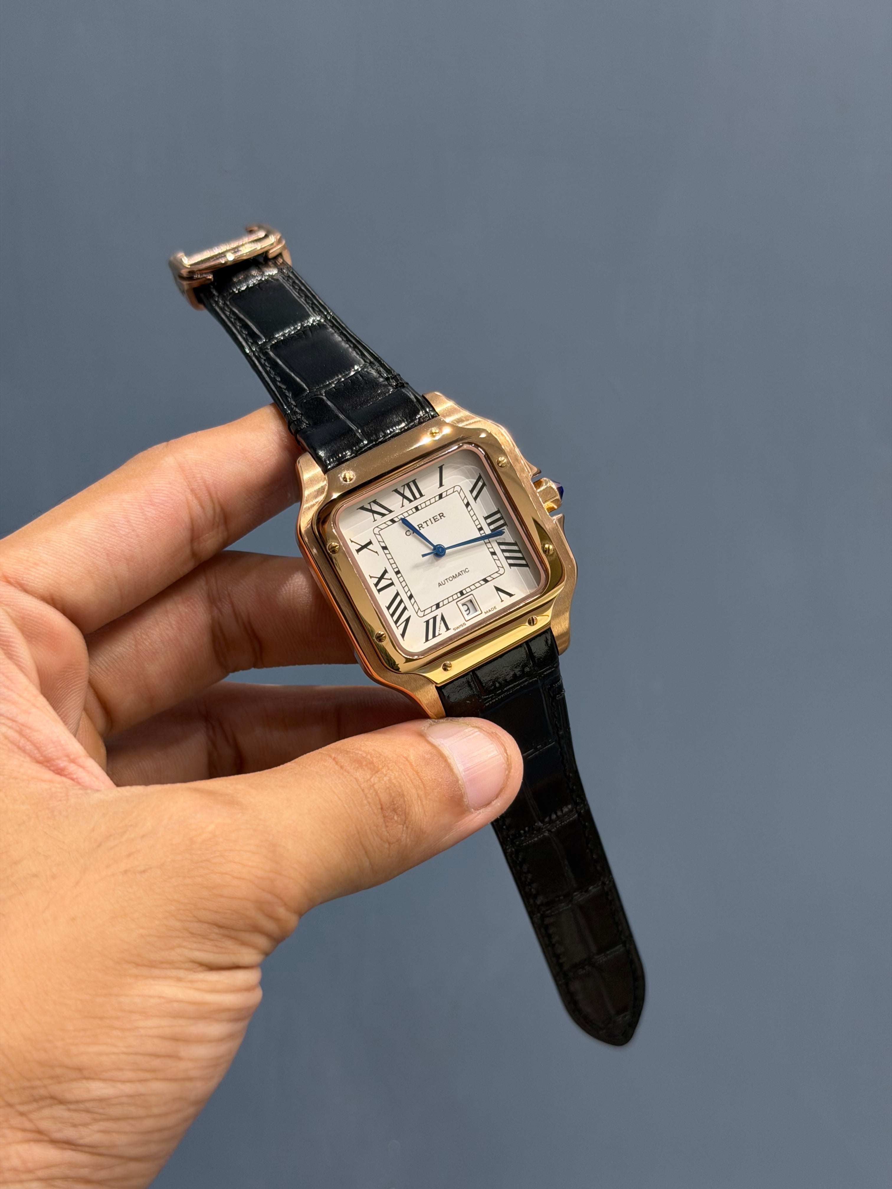 NEW COLLECTION ROSE CASE WITH WHITE DIAL & BLACK LEATHER STRAP