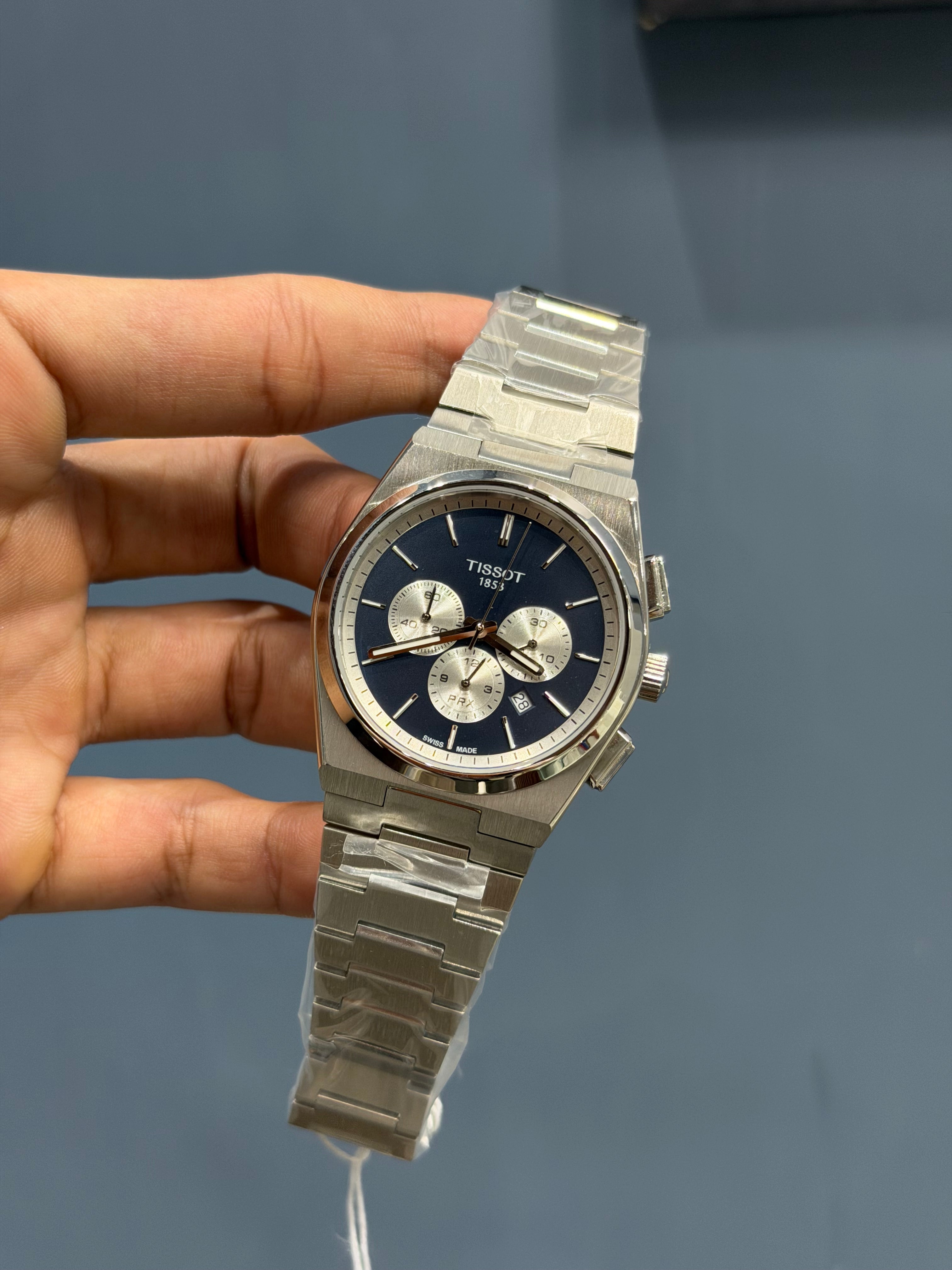 NEW COLLECTION CHRONO PRX SILVER WITH BLUE DIAL WATCH