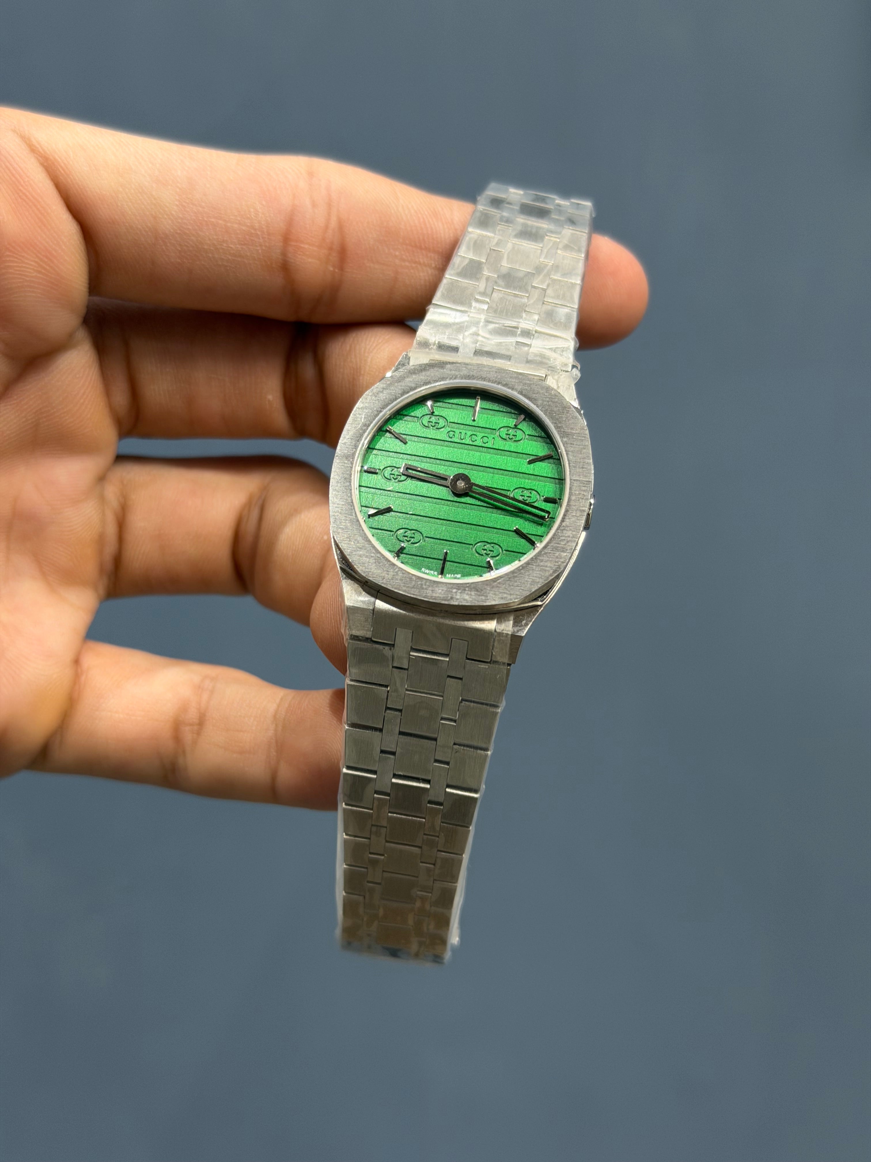 NEW COLLECTION ALL SILVER WITH GREEN DIAL LADIES WATCH