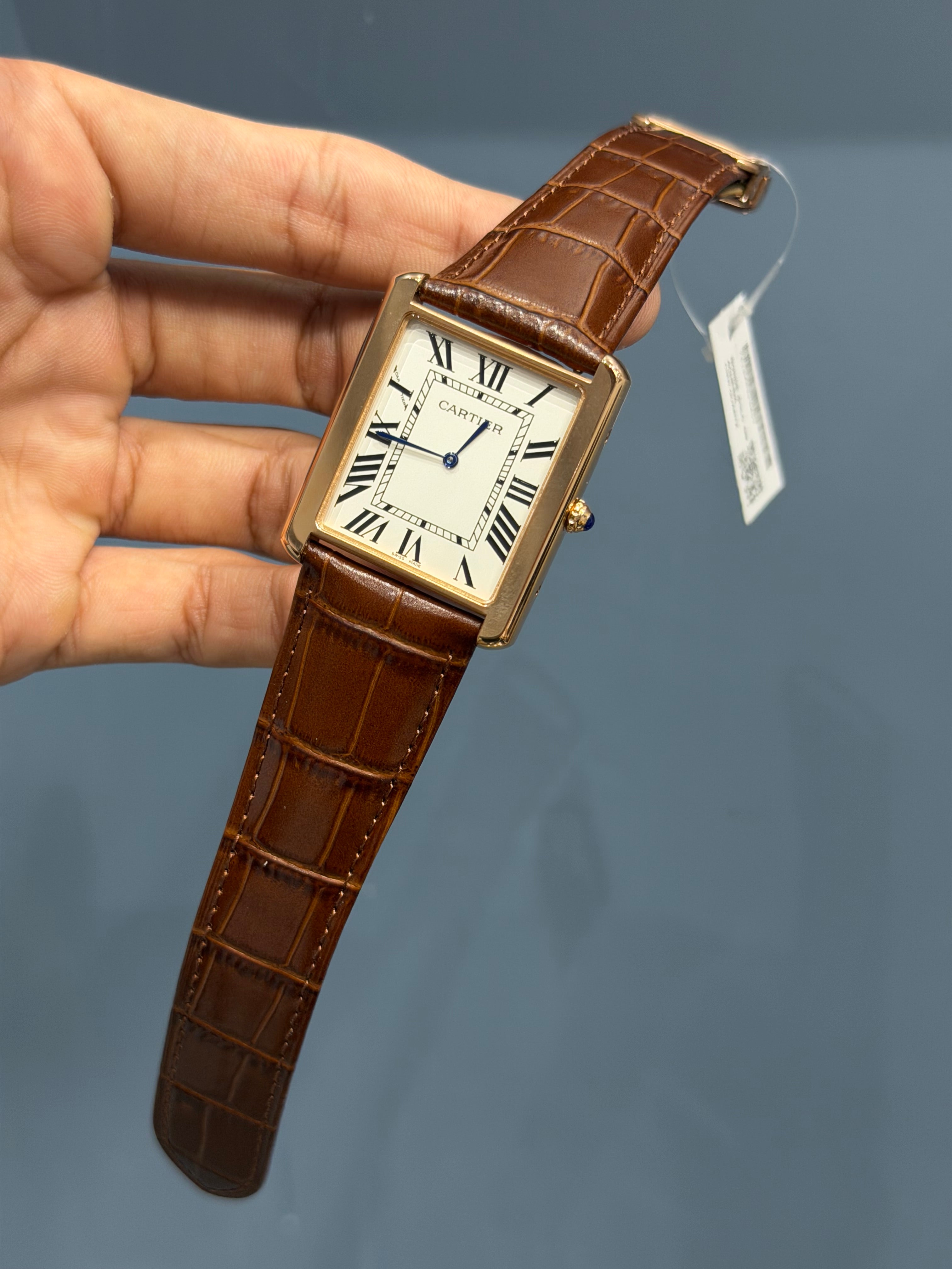 NEW COLLECTION ROSE CASE WITH WHITE DIAL & BROWN LEATHER STRAP WATCH