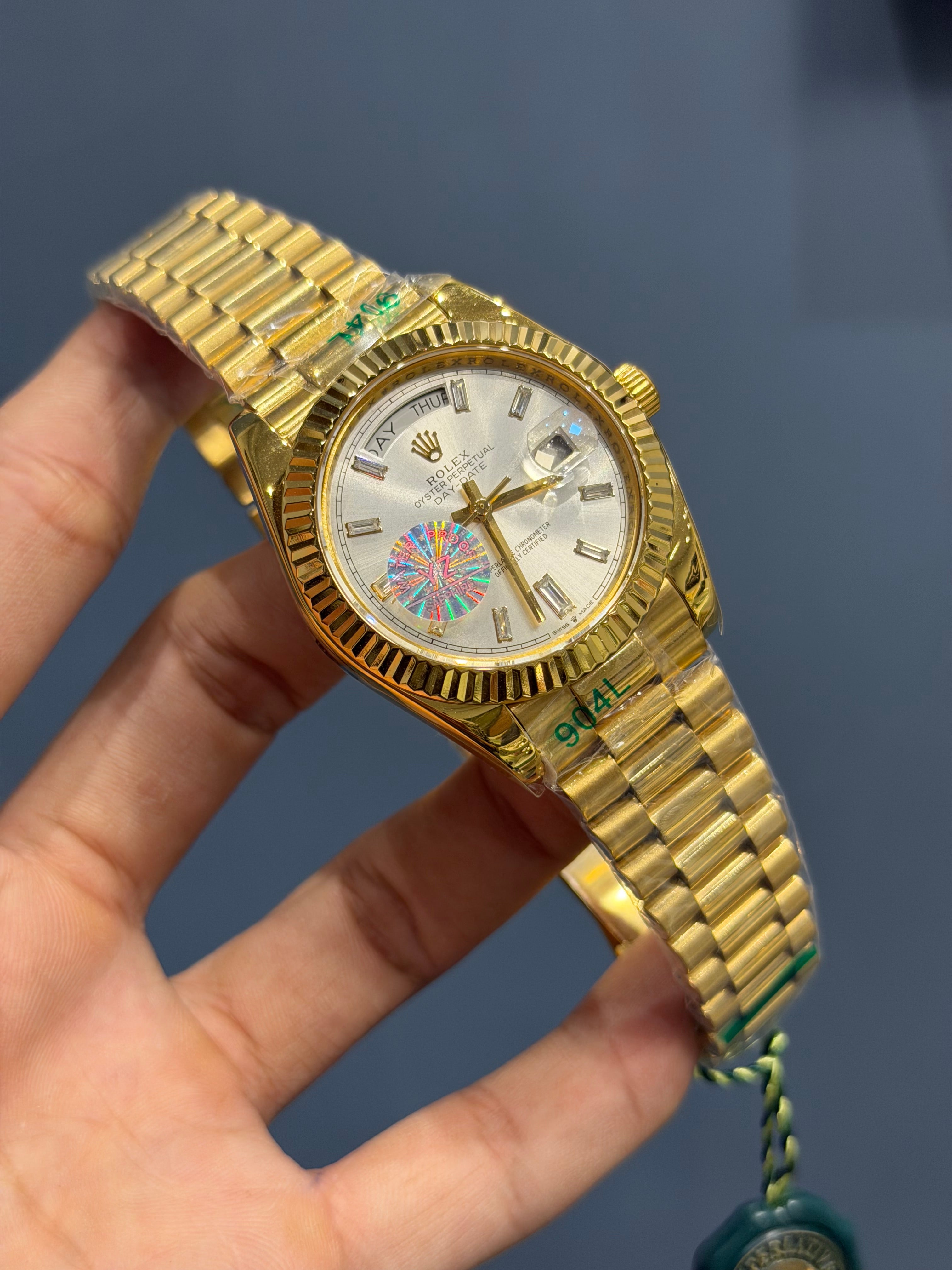 NEW COLLECTION 40MM YELLOW GOLD WITH WHITE DIAL STONE INDEX FIGURE YZ MADE