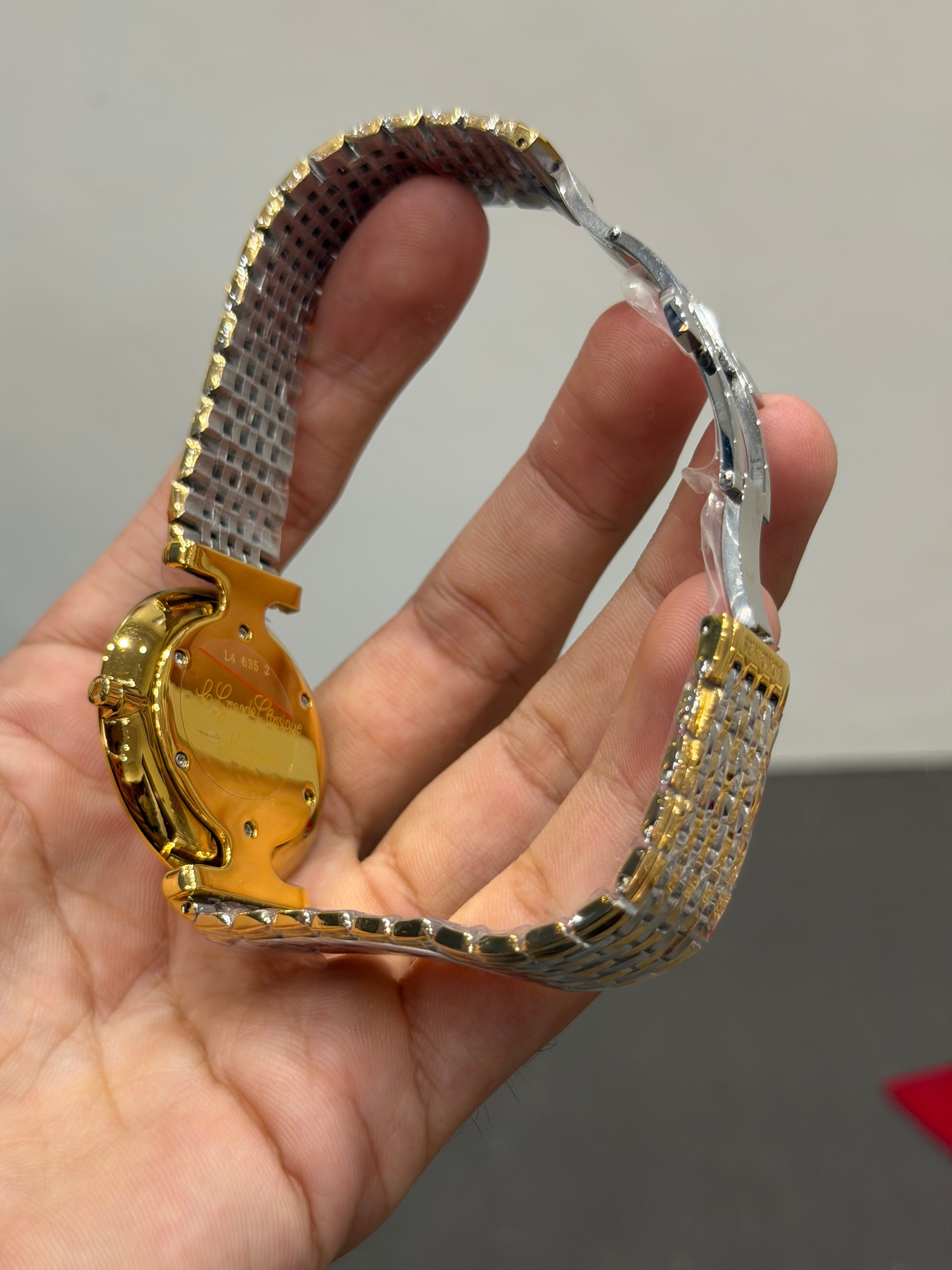 NEW COLLECTION TWO TONE YELLOW GOLD WITH PEARL DIAL CHAIN WATCH