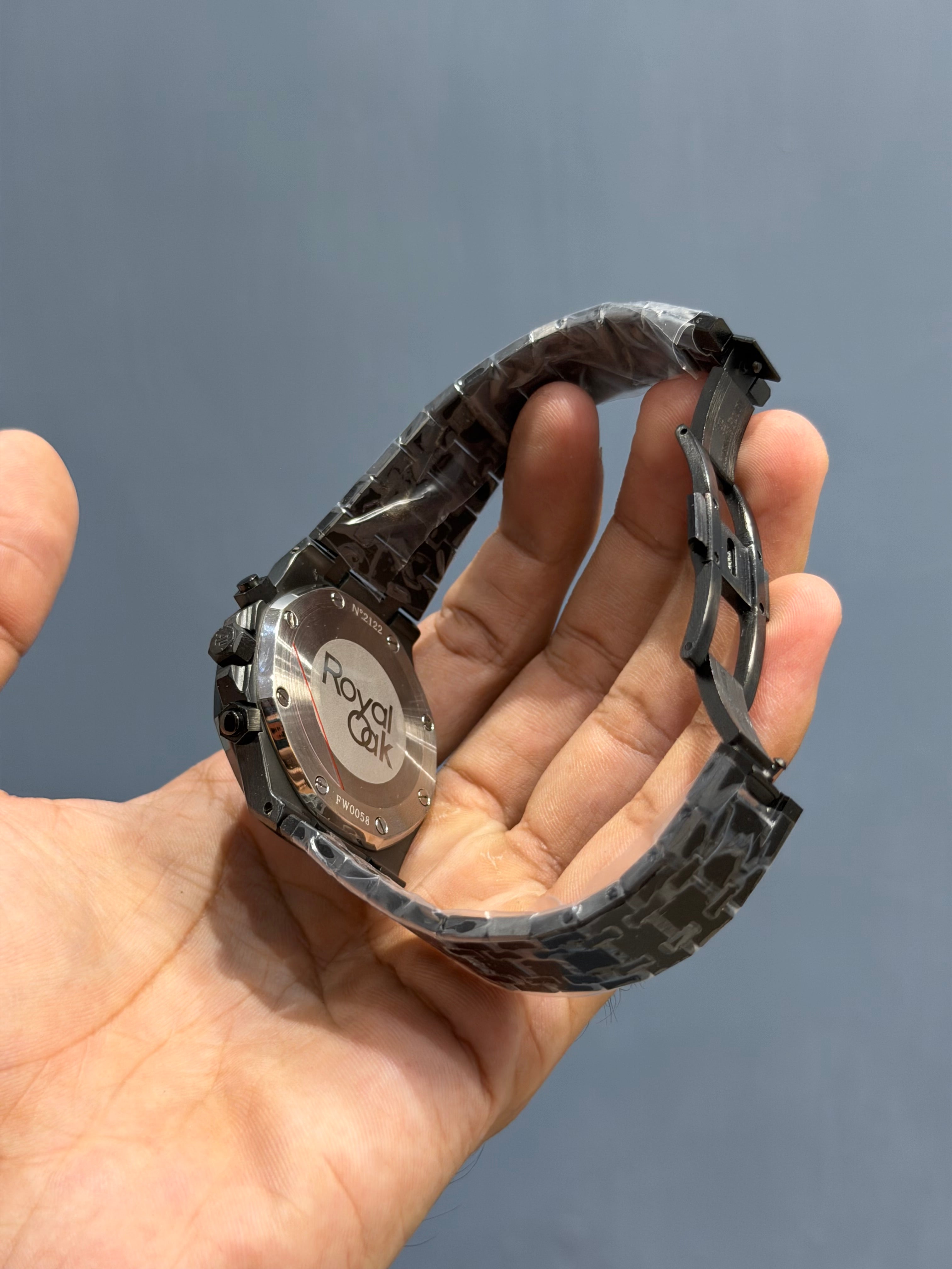 NEW COLLECTION CHRONOGRAPH BLACK WITH BLUE DIAL CHAIN WATCH