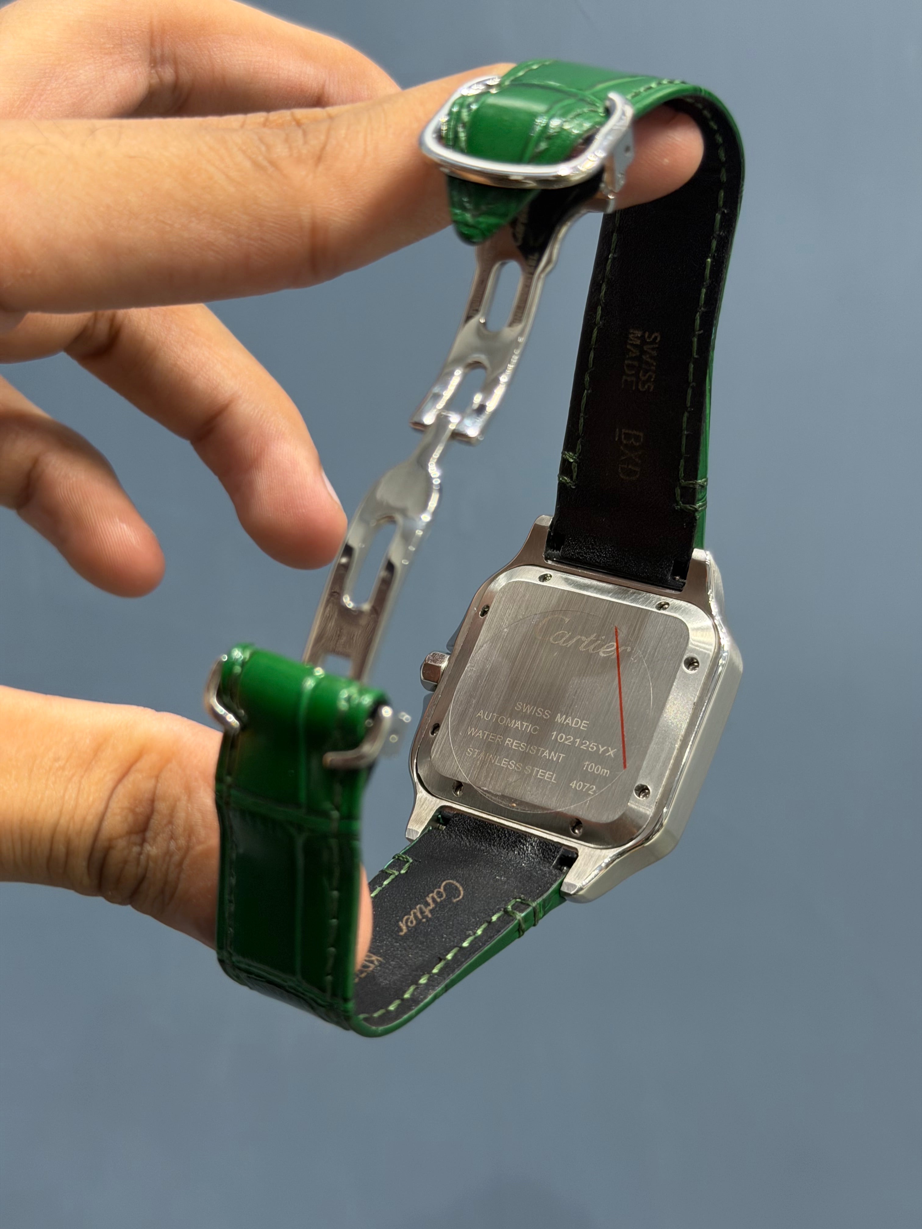 NEW COLLECTION SILVER CASE WITH GREEN DIAL & GREEN LEATHER STRAP