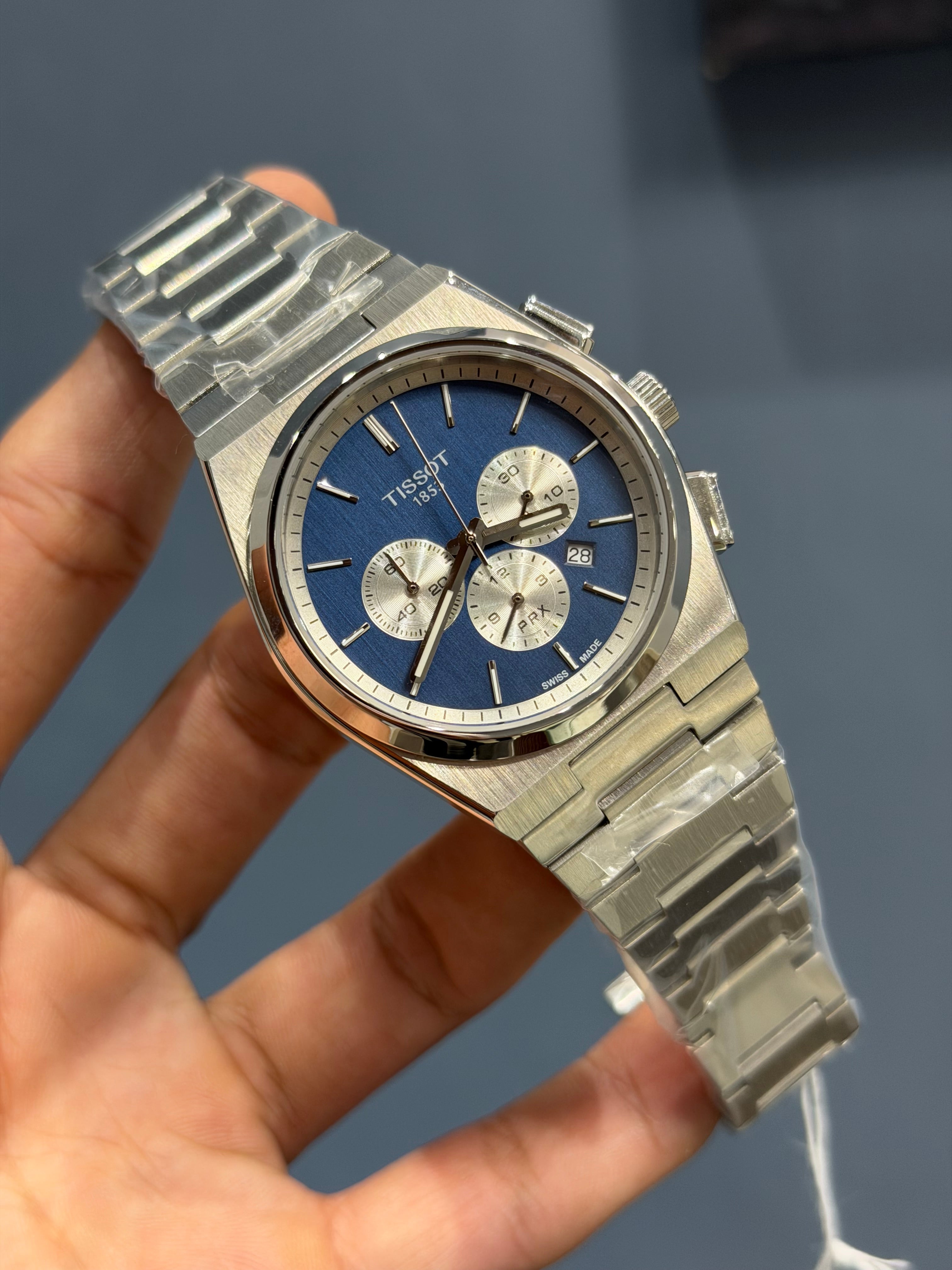 NEW COLLECTION CHRONO PRX SILVER WITH BLUE DIAL WATCH
