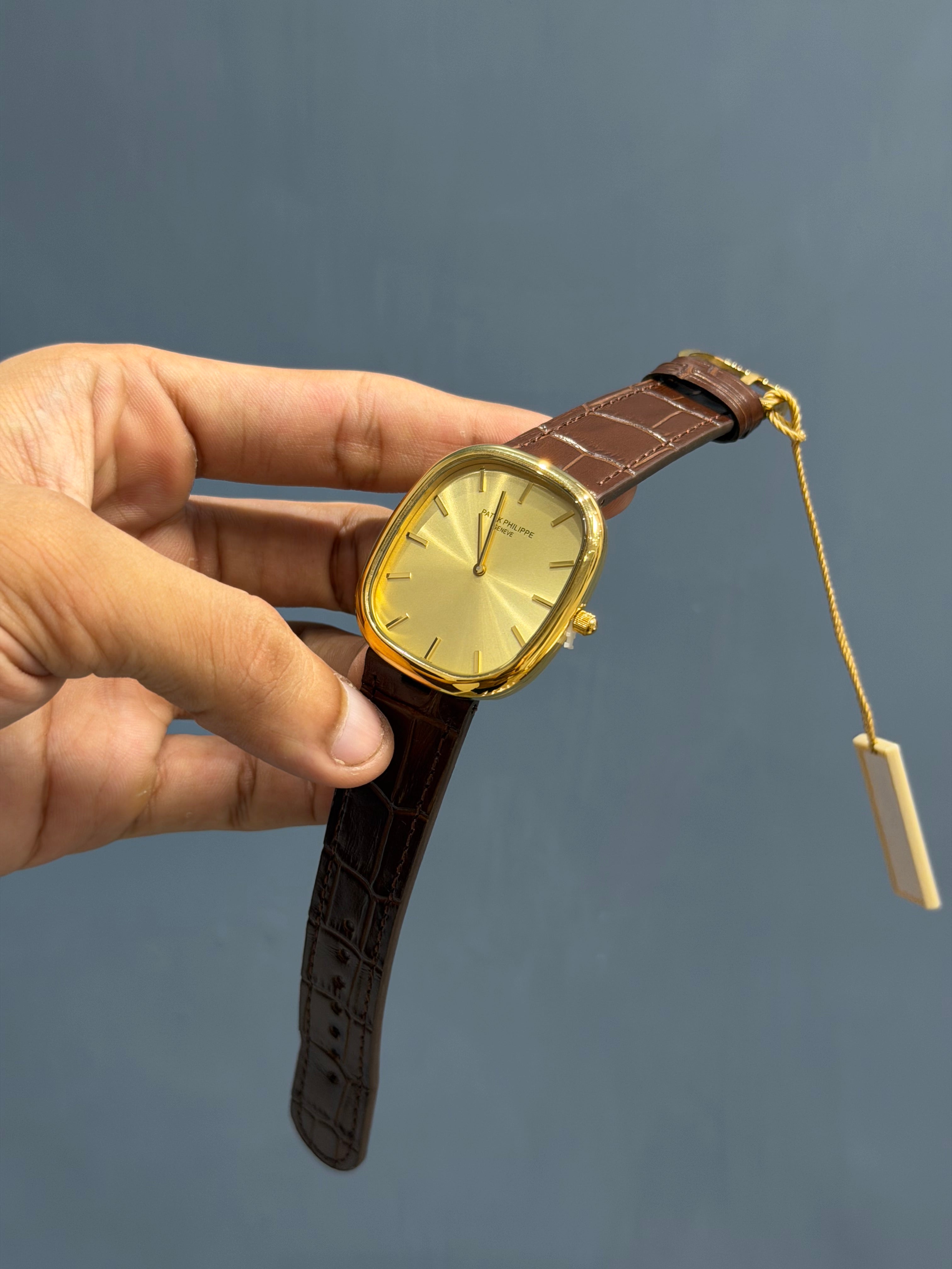 NEW COLLECTION SQUARE YELLOW WITH YELLOW DIAL LEATHER STRAP WATCH