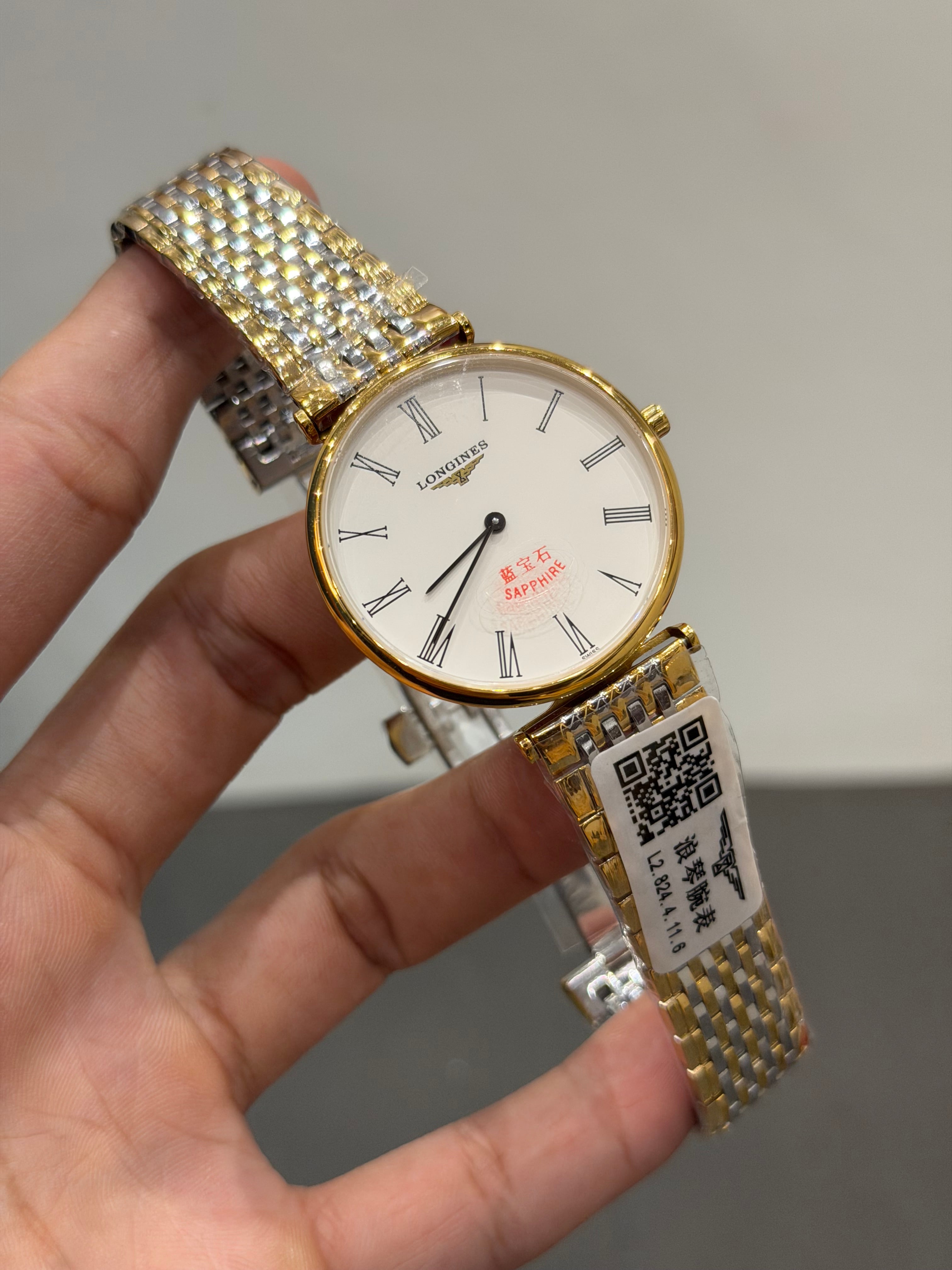 NEW COLLECTION TWO TONE YELLOW GOLD WITH WHITE DIAL CHAIN WATCH