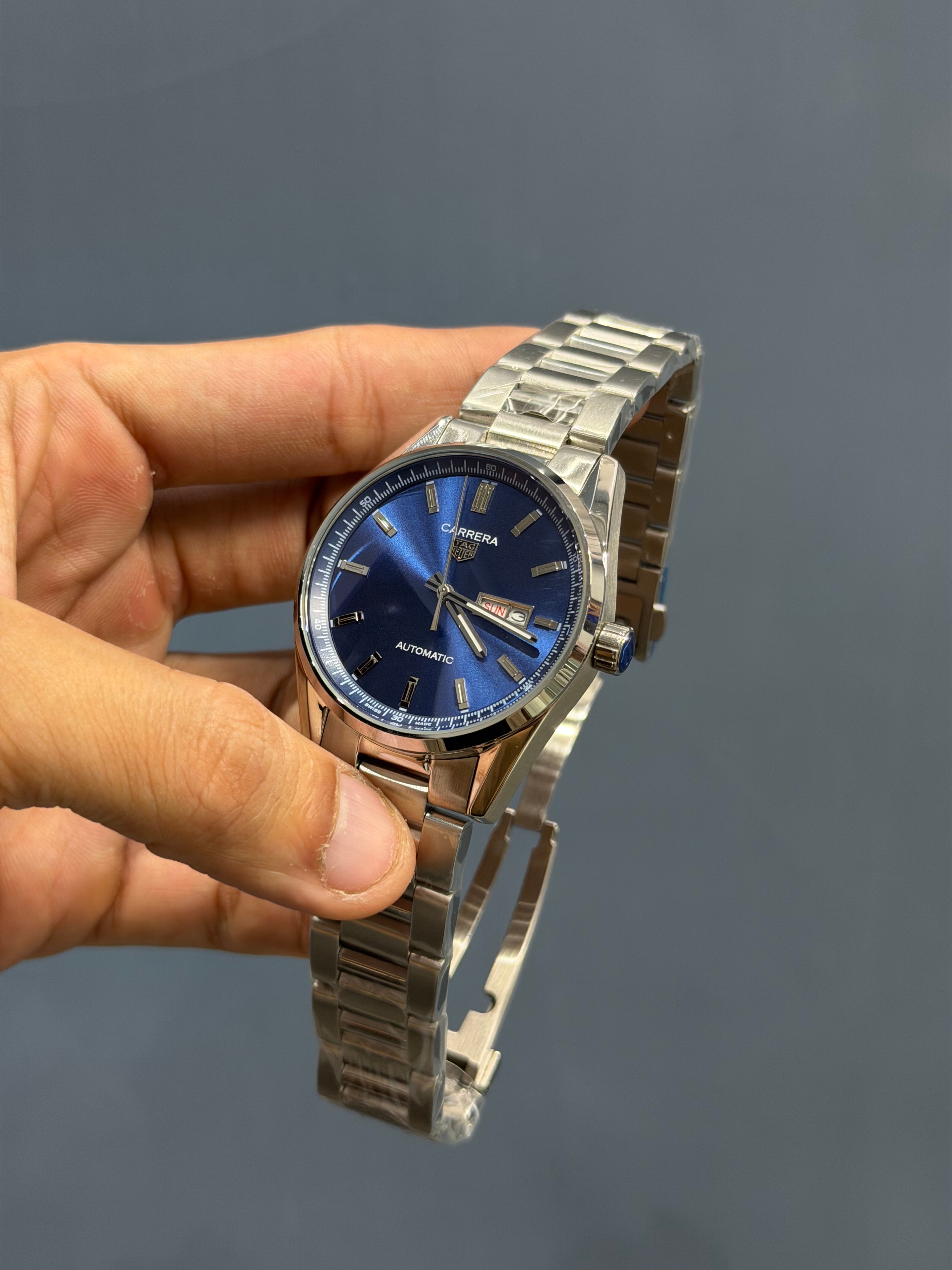NEW COLLECTION SILVER CASE WITH BLUE DIAL AUTOMATIC WATCH FOR MEN