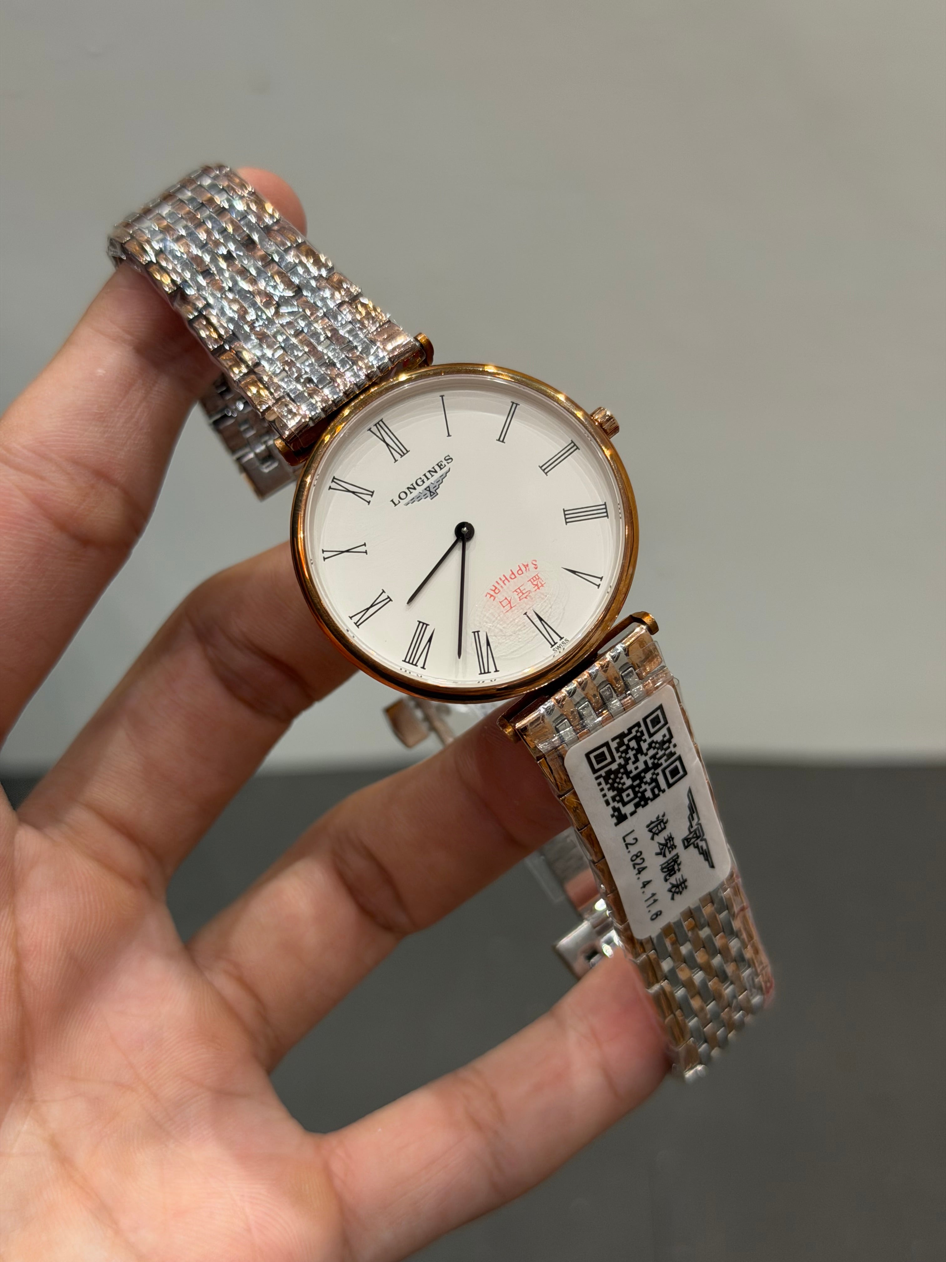 NEW COLLECTION TWO TONE ROSE GOLD WITH WHITE DIAL CHAIN WATCH