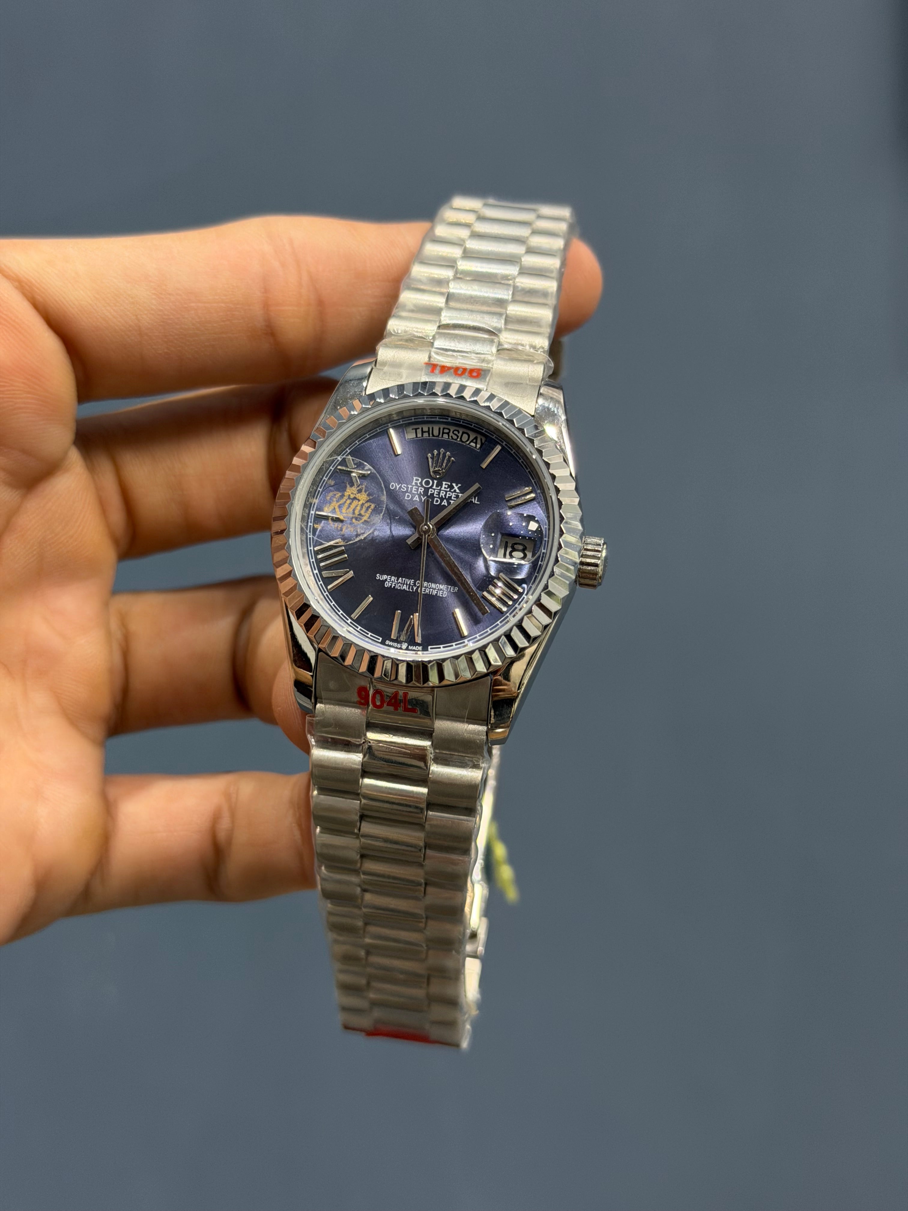 NEW COLLECTION 36 SILVER WITH BLUE DIAL FLUTED BEZEL AUTOMATIC WATCH YZ FACTORY