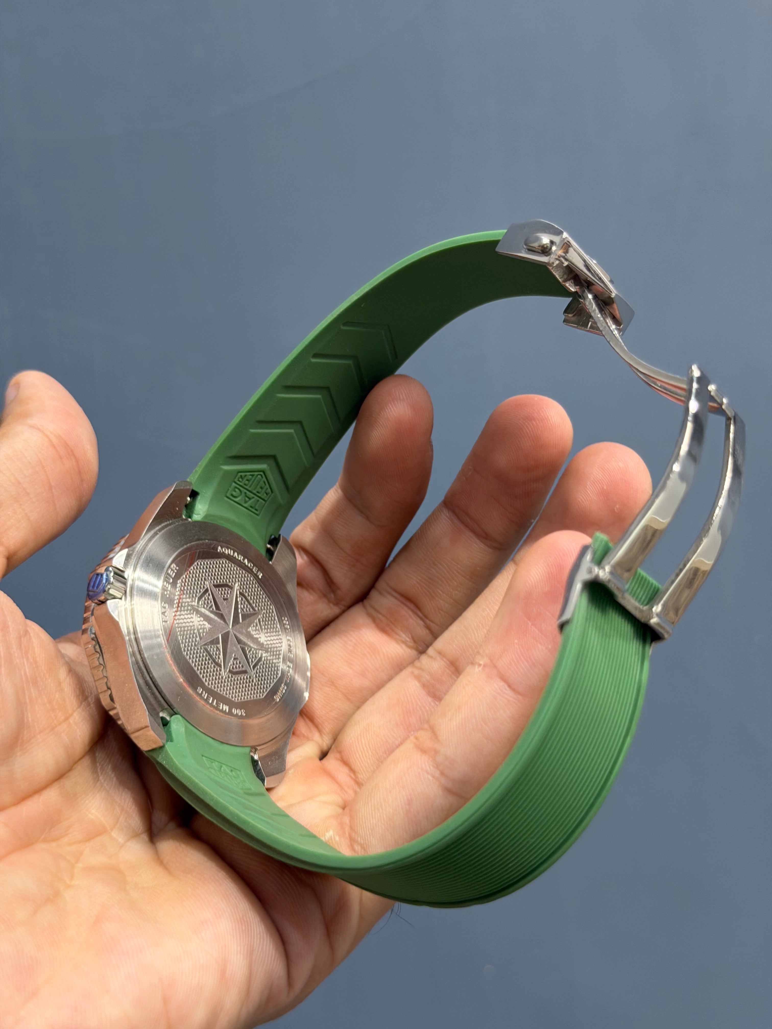 NEW COLLECTION SILVER WITH GREEN DIAL & GREEN SILICONE STRAP AUTOMATIC WATCH