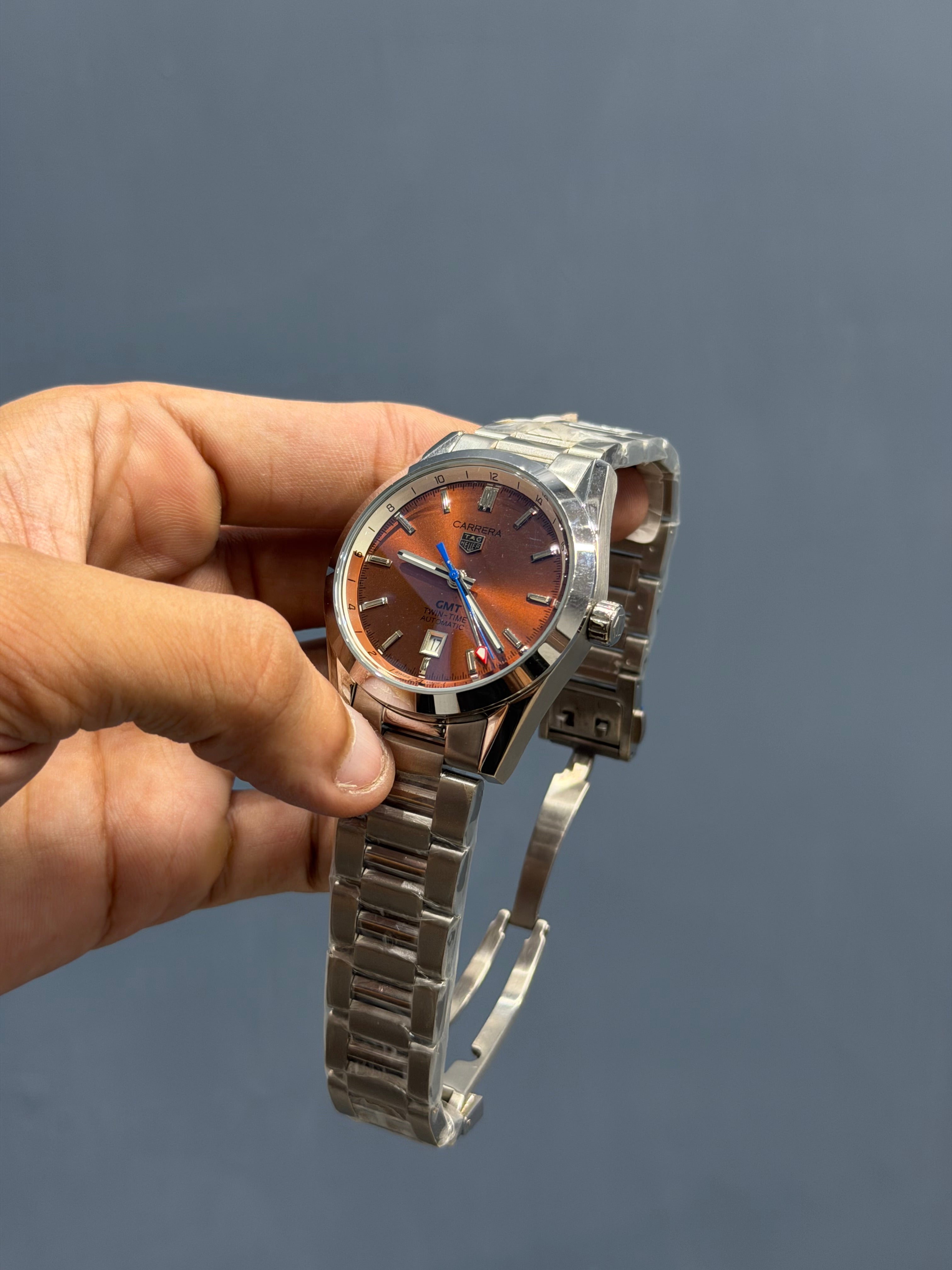 NEW COLLECTION GMT SILVER WITH BROWN DIAL AUTOMATIC WATCH