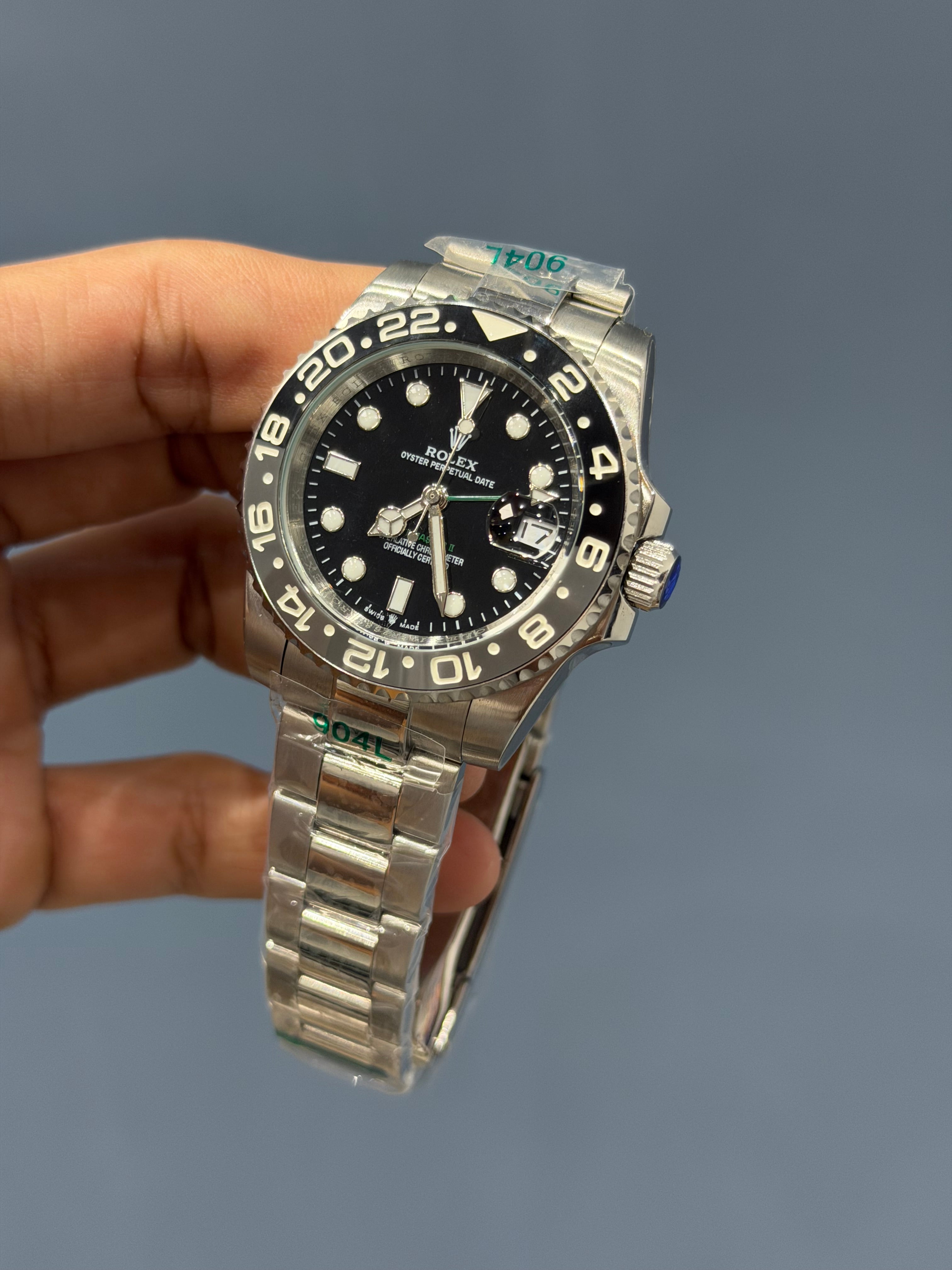 NEW COLLECTION GMT 40 SILVER CHAIN WITH BLACK DIAL & YZ FACTORY