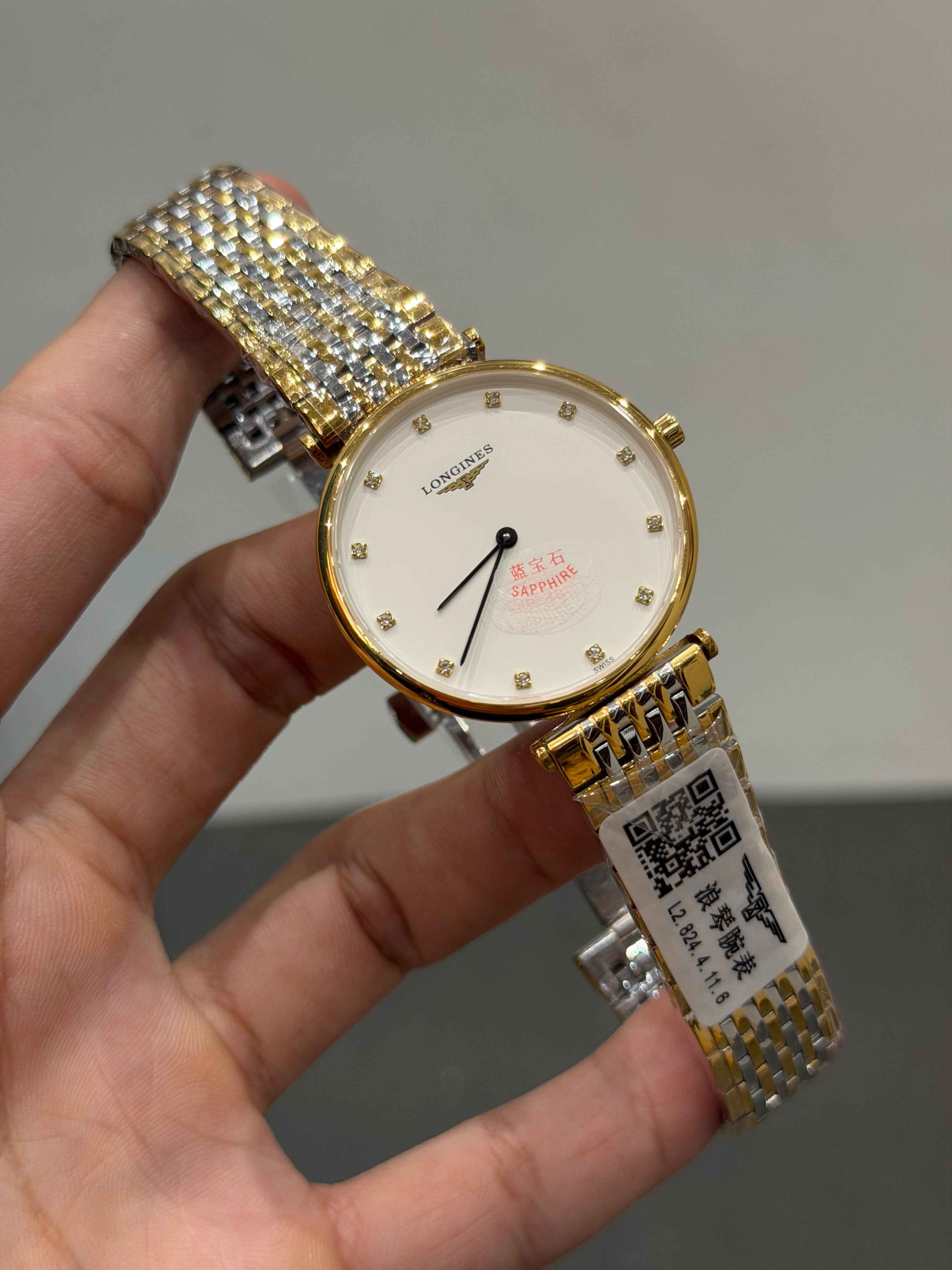 NEW COLLECTION TWO TONE YELLOW GOLD WITH PEARL DIAL CHAIN WATCH