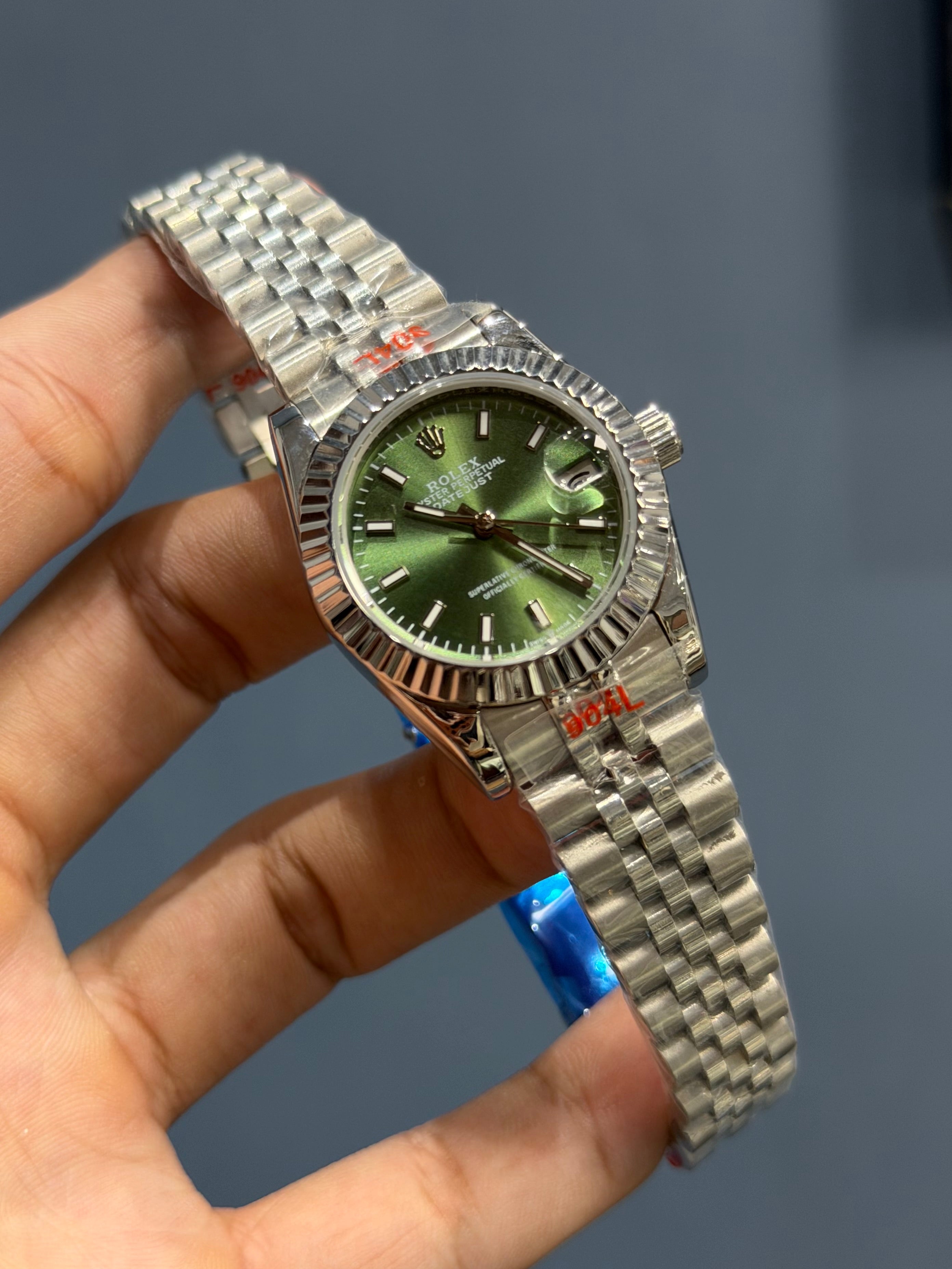 NEW COLLECTION 31 SILVER WITH GREEN DIAL FLUTTED BEZEL AUTOMATIC WATCH